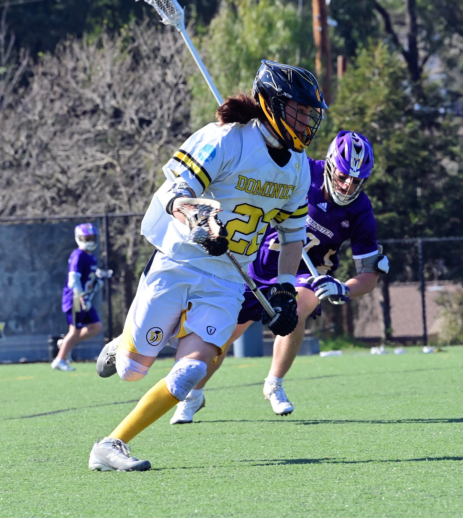 Hunter Smith wins faceoff against Westminster 