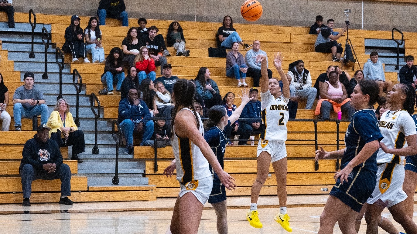 Alyssa Alvarado pops a jumper against Cal Maritime