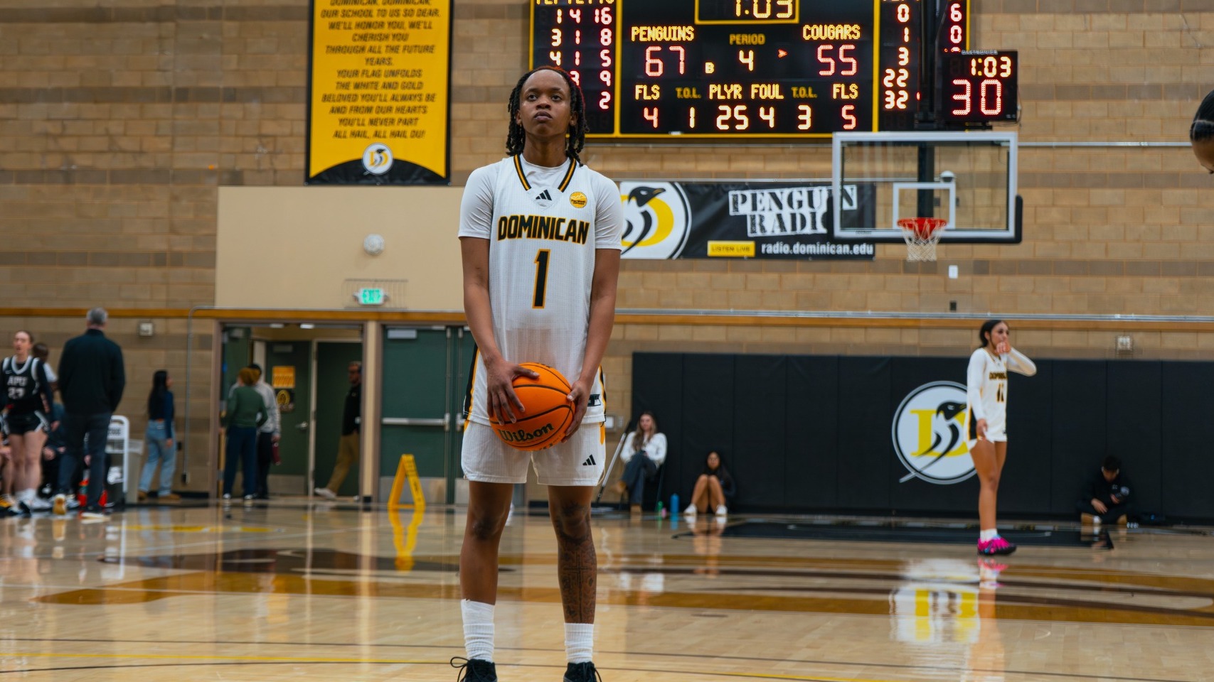 Mahliya Wilson steps to the line to seal a Penguin victory over APU