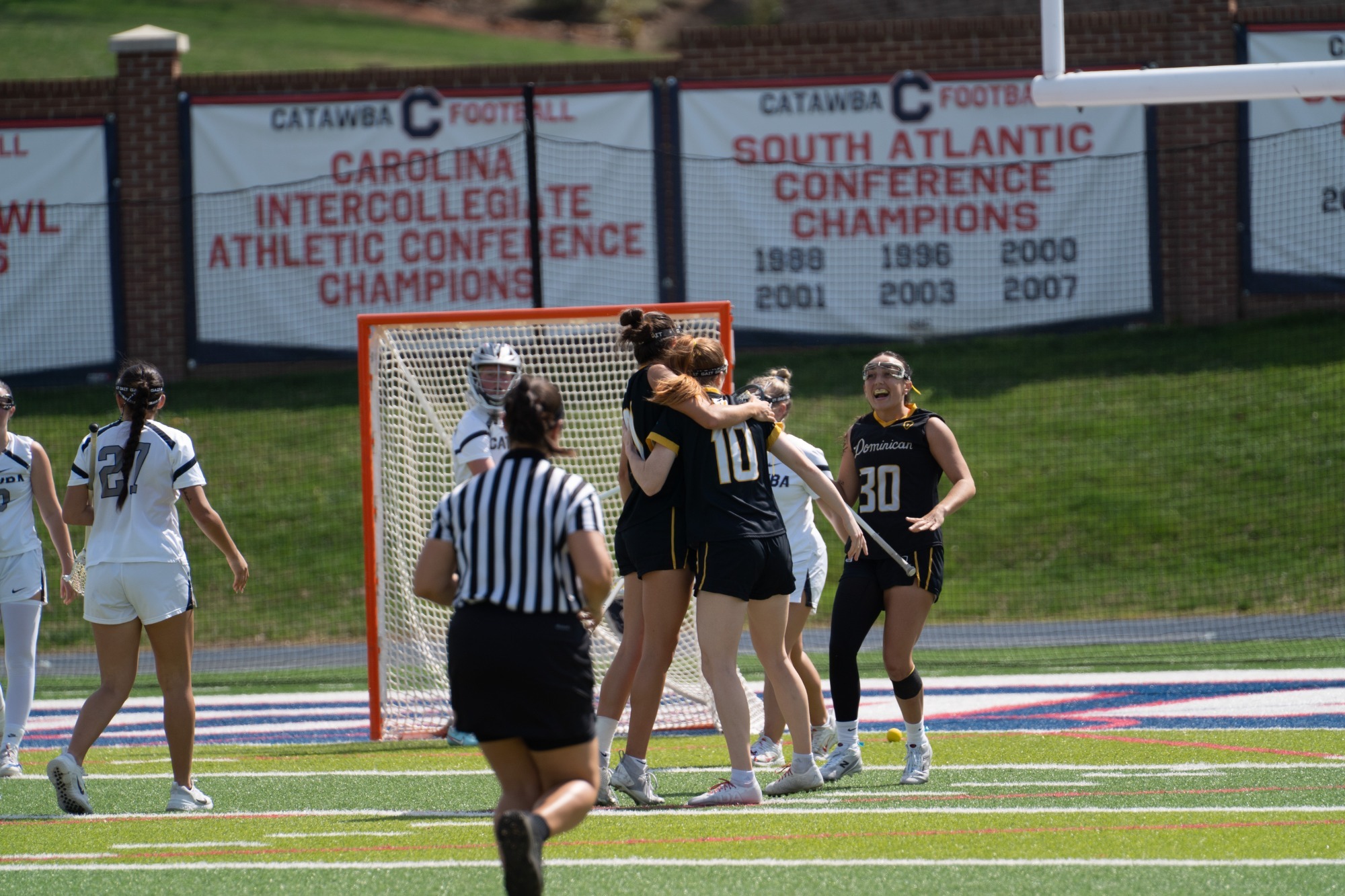 Olivia Johnson celebrates goal against Catawba 