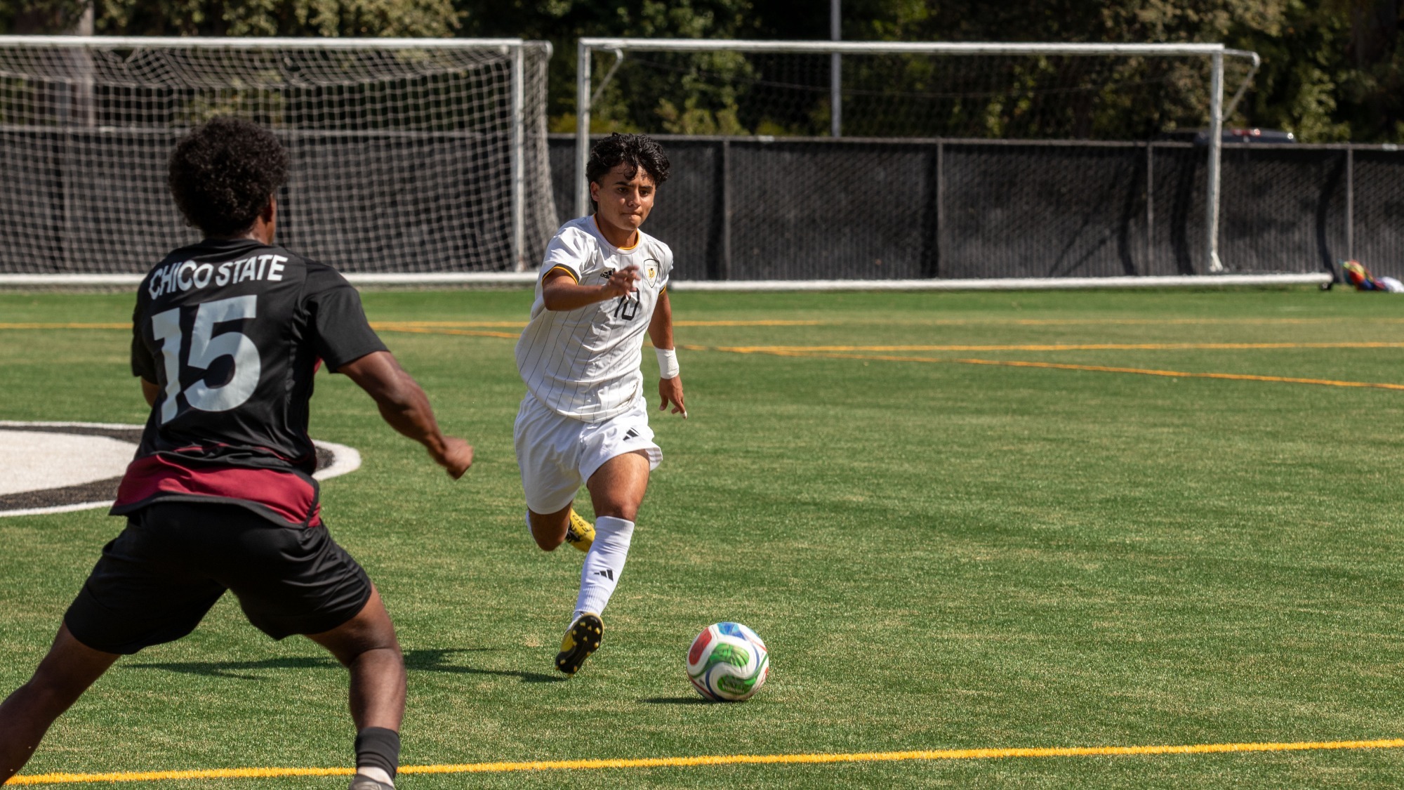 Christian Sotomayor moves the ball through the midfield