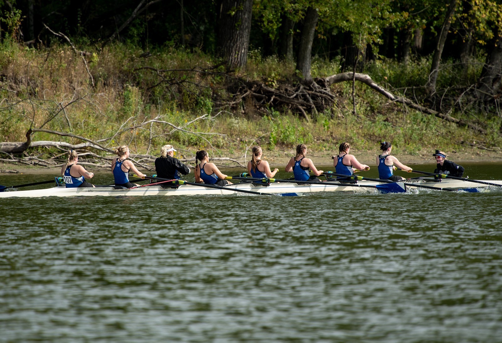 Photo of Drake Women's Rowing team in action.