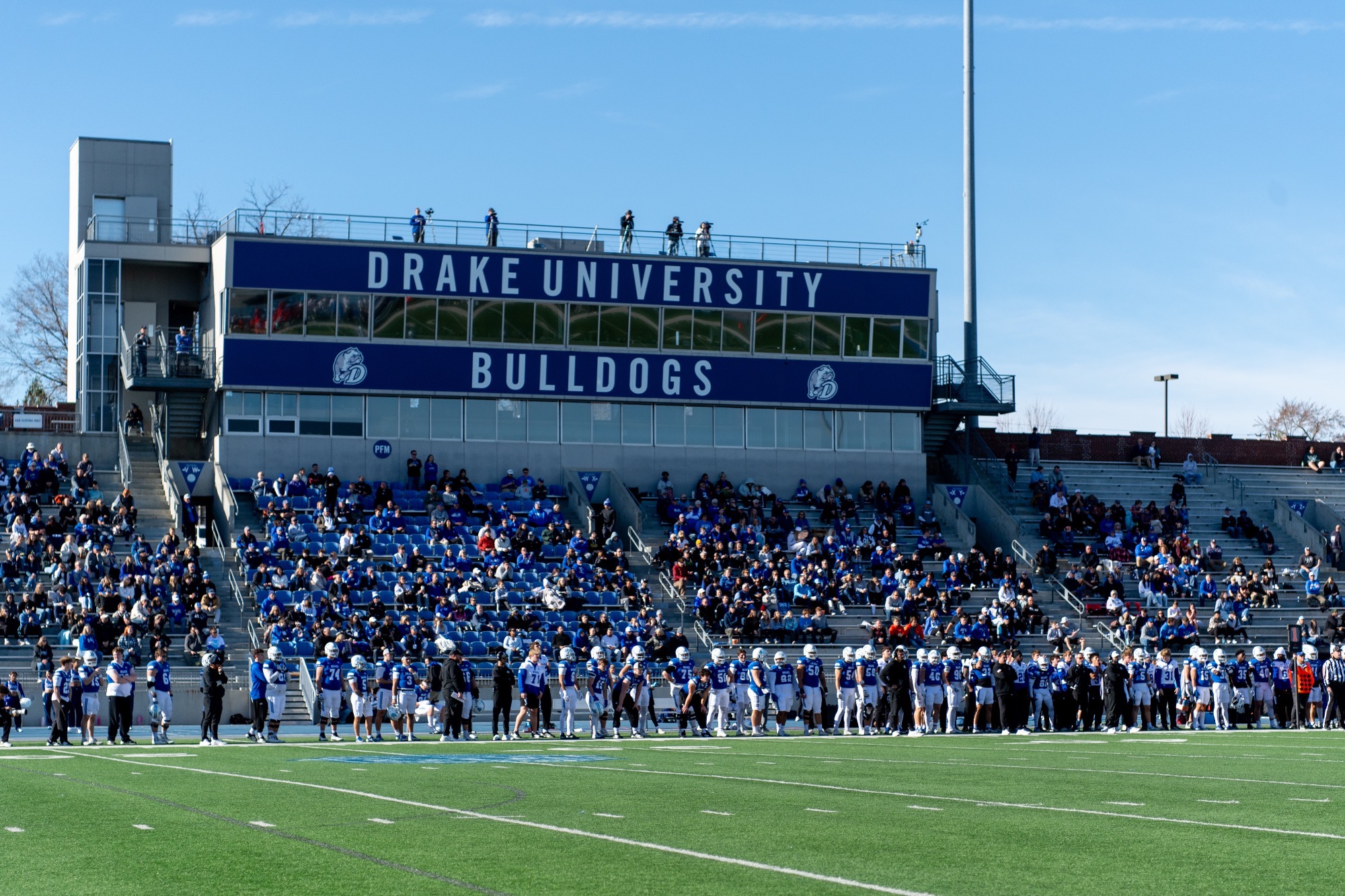 The Drake University Bulldogs win the 2025 Pioneer Football League Championship with their win against Morehead State Eagles on Saturday, November 22nd, at Drake Stadium on the campus of Drake University in Des Moines, Iowa.
