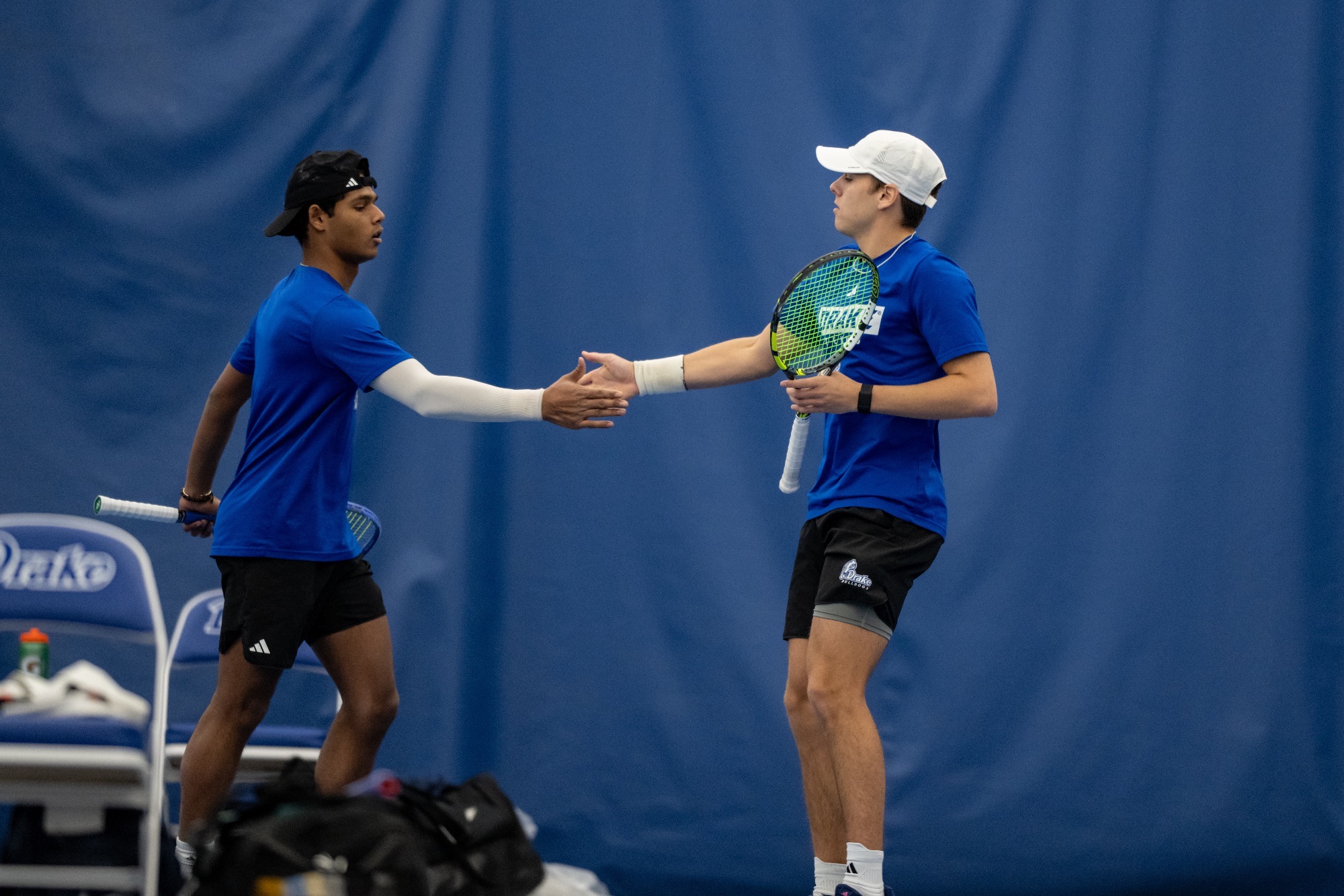 The Drake Mens Tennis team plays against Marquette on January 30th, 2026 at the Roger Knapp Tennis Center on the campus of Drake University in Des Moines, Iowa.