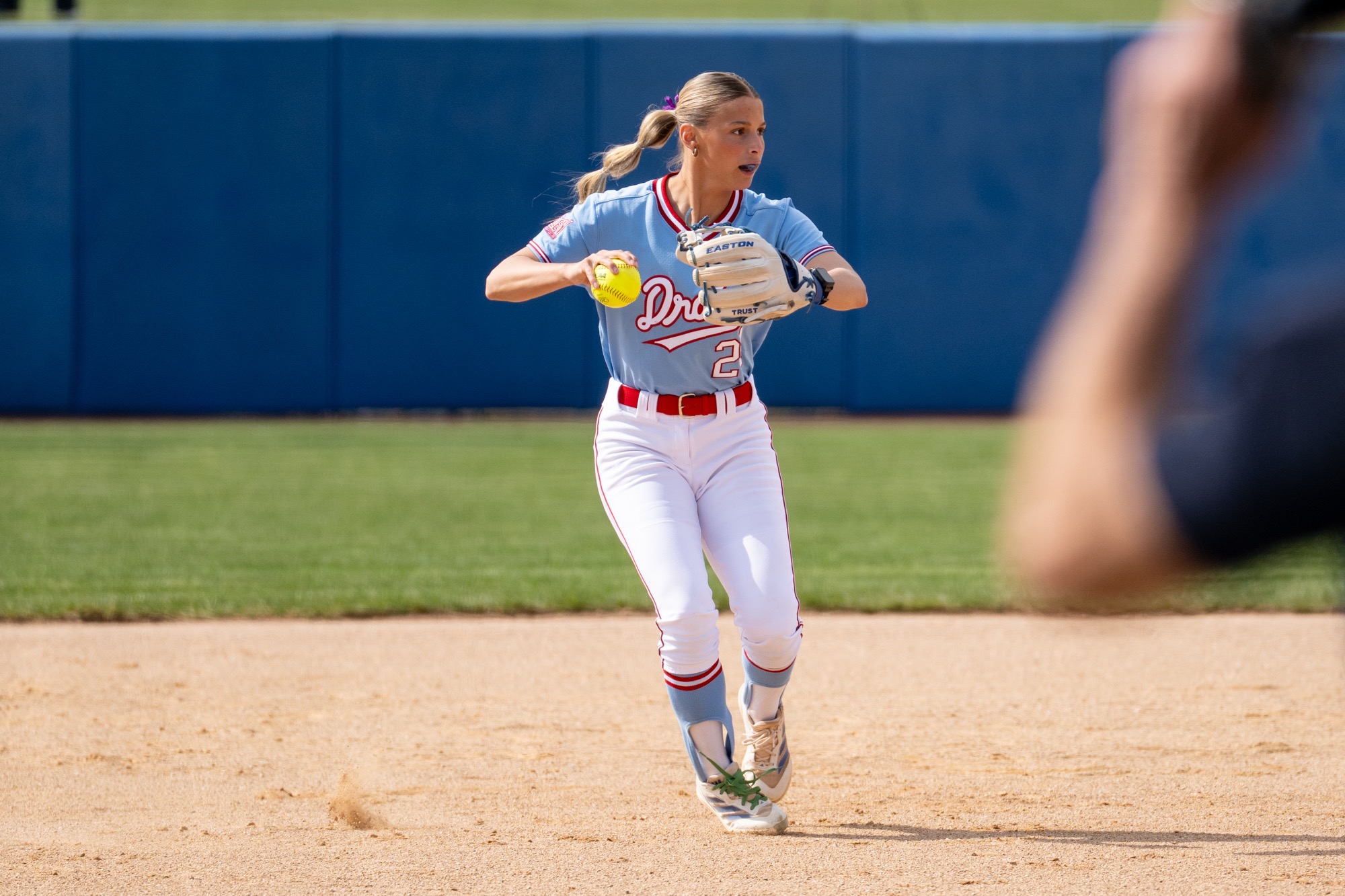 The Drake Women’s Softball hosts a double header against University of South Dakota at Ron Buel Field on Wednesday, April 9th, 2025 in Des Moines, Iowa.