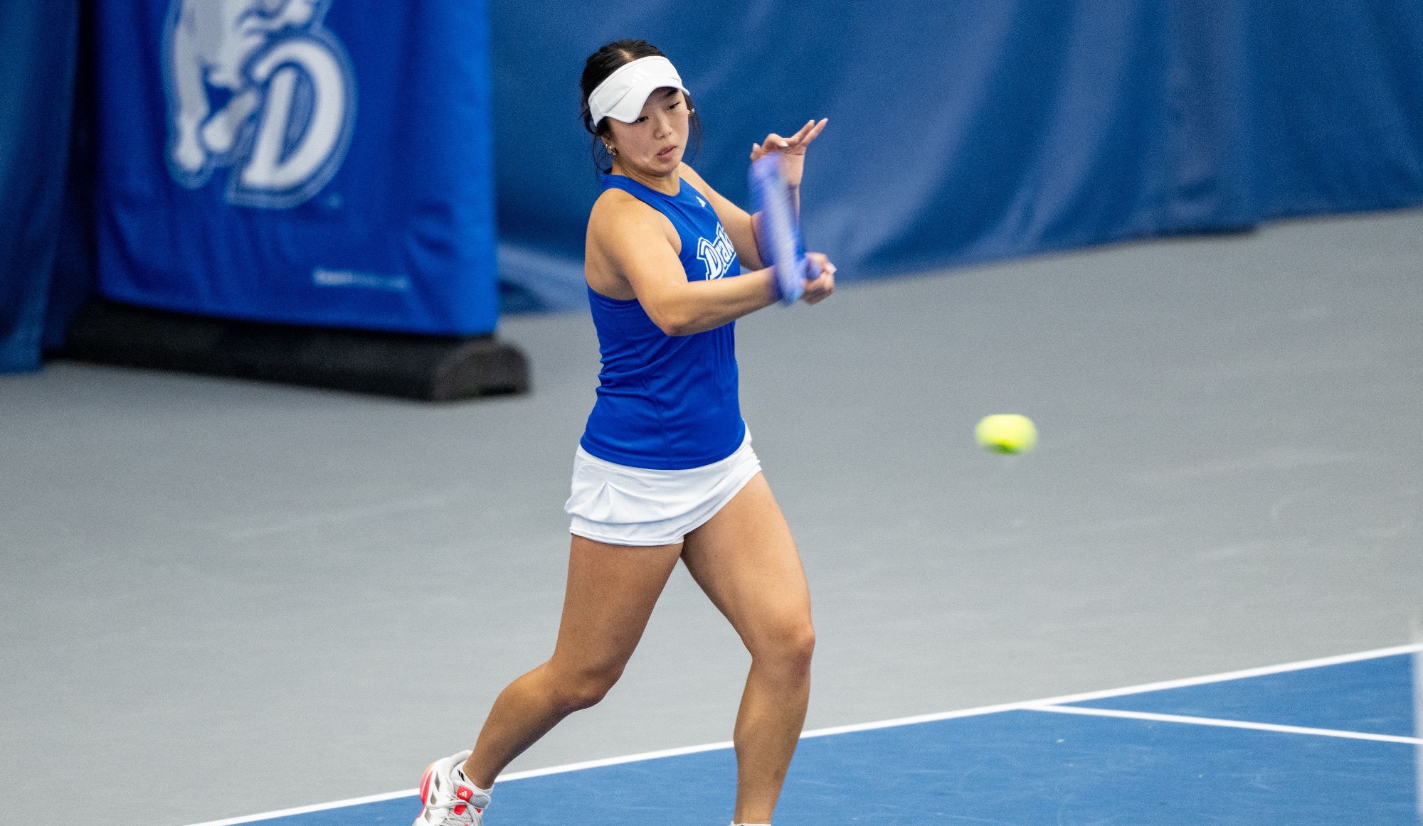 The Drake Women’s Tennis team plays against University of North Dakota on January 24th, 2026 at the Roger Knapp Tennis Center on the campus of Drake University in Des Moines, Iowa.