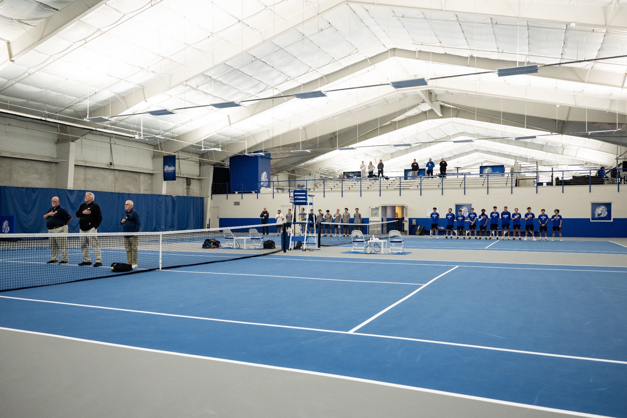 The Drake Mens Tennis team plays against Marquette on January 30th, 2026 at the Roger Knapp Tennis Center on the campus of Drake University in Des Moines, Iowa.