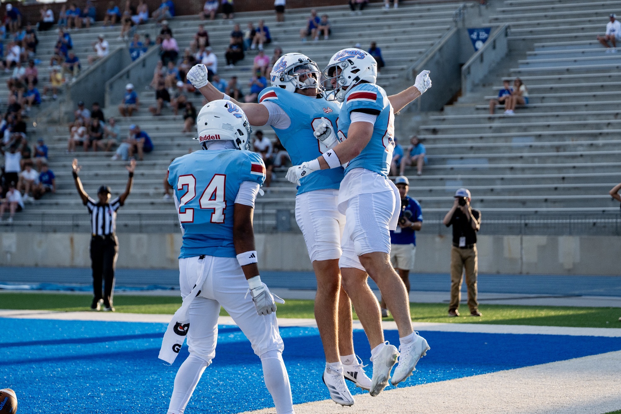 The Drake University Bulldogs play against South Dakota School of Mines & Technology during the home opener on Thursday, August 27th, 2026 at Drake Stadium on the campus of Drake University in Des Moines, Iowa.
