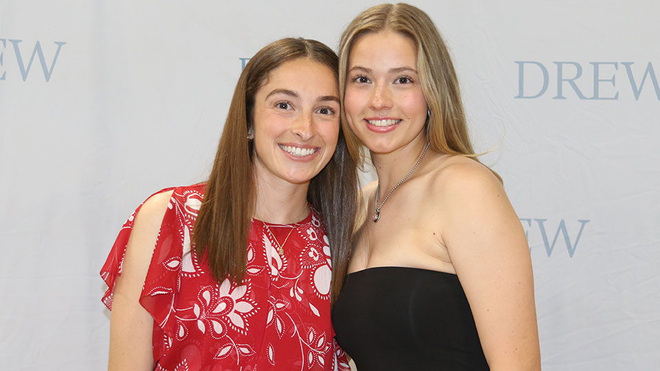 Women's Lacrosse MVP Aubrey Welch C'26 (right) and Head Coach Stefani Peluso