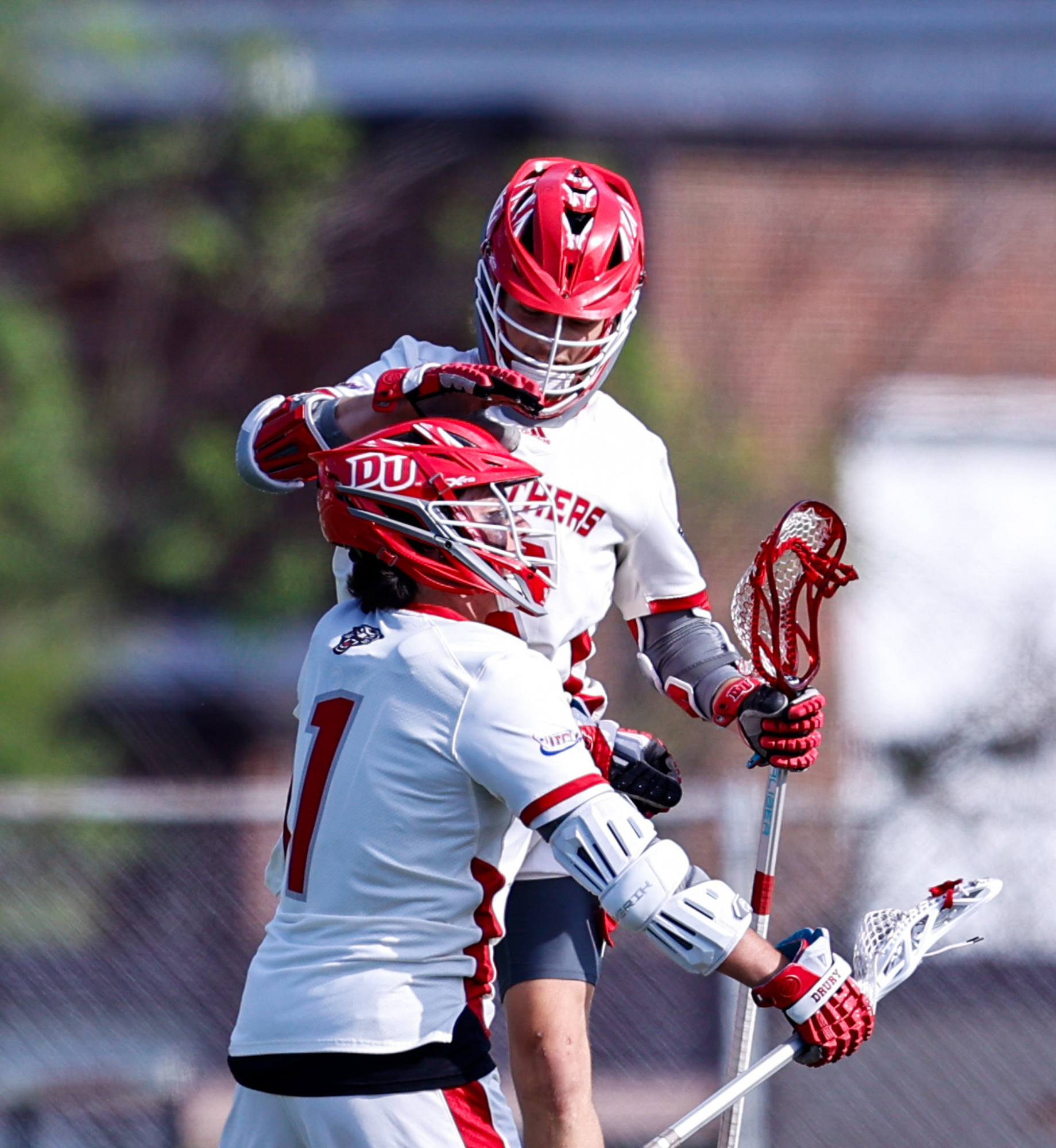 Avian West and Caleb Limpert Celebrate | Drury University Men's Lacrosse
