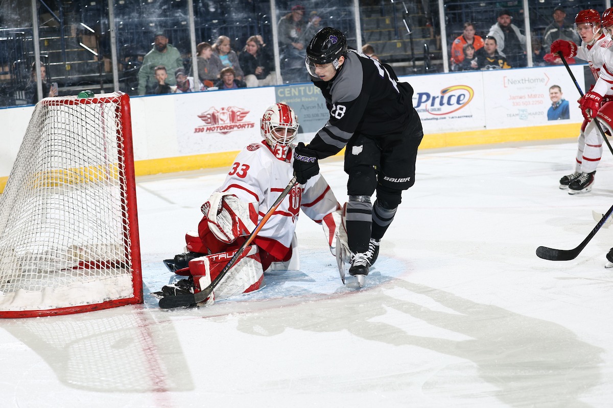 Vojtech Hambalek makes save against Youngstown on March 14