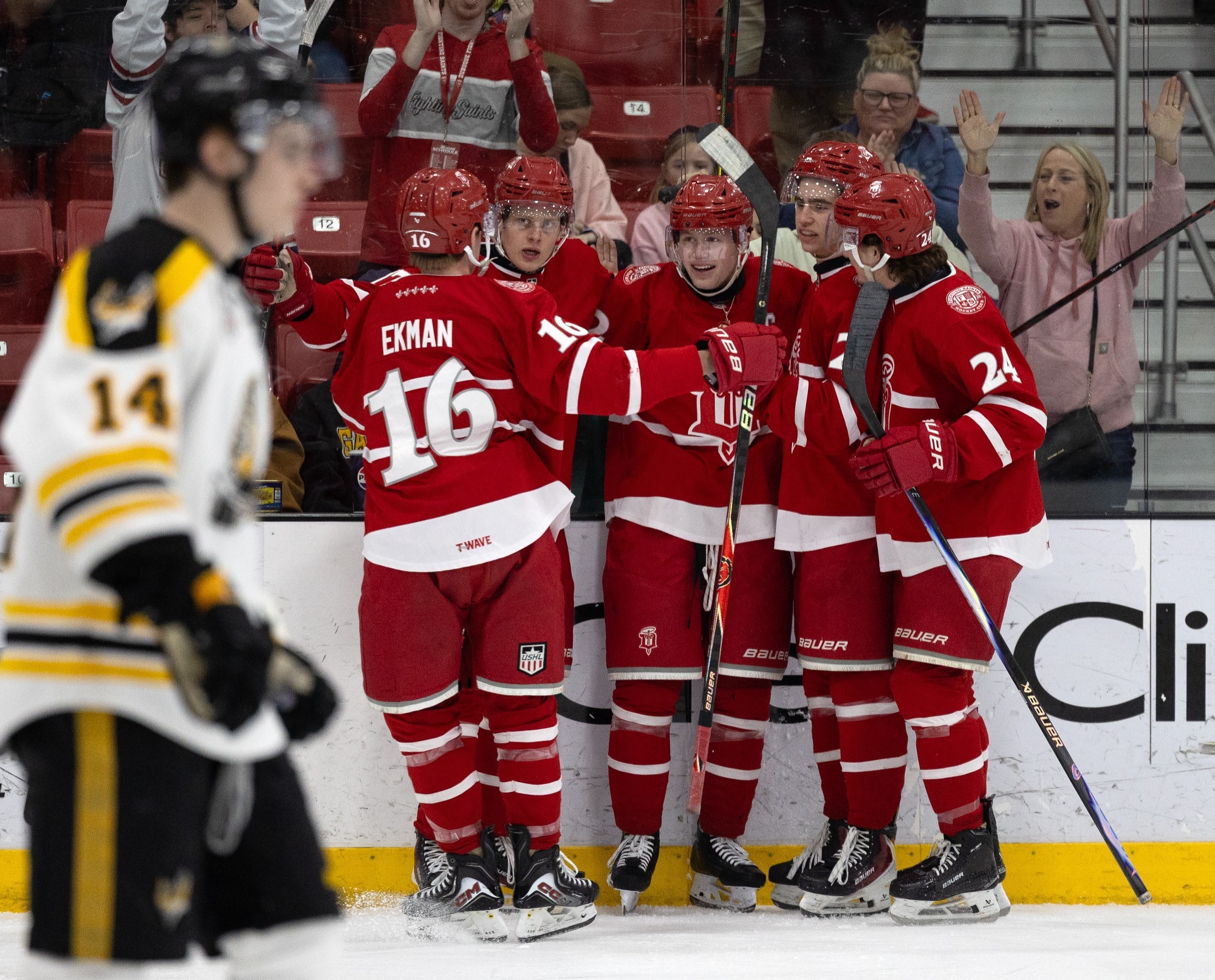 Saints celebrate goal vs Green Bay on March 21