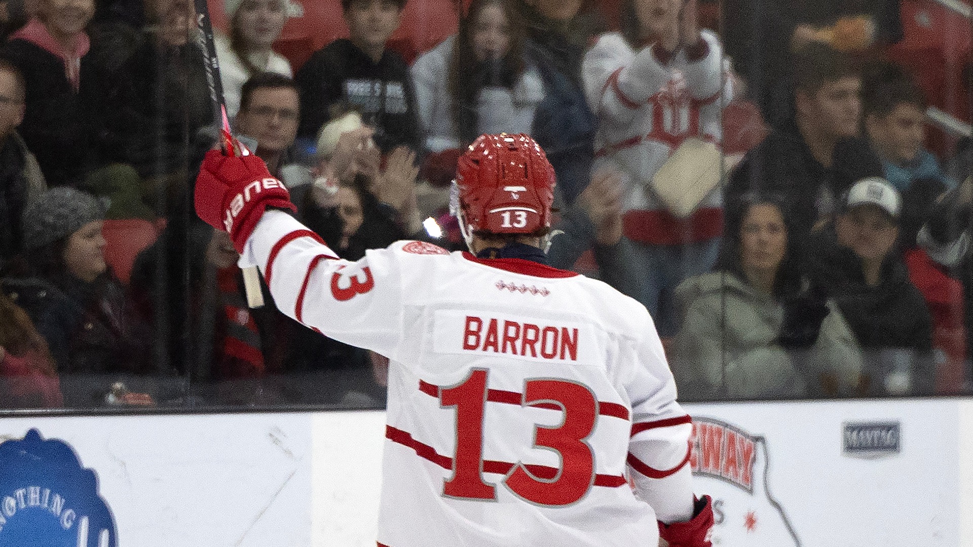 Michael Barron Salutes crowd after 100th career point