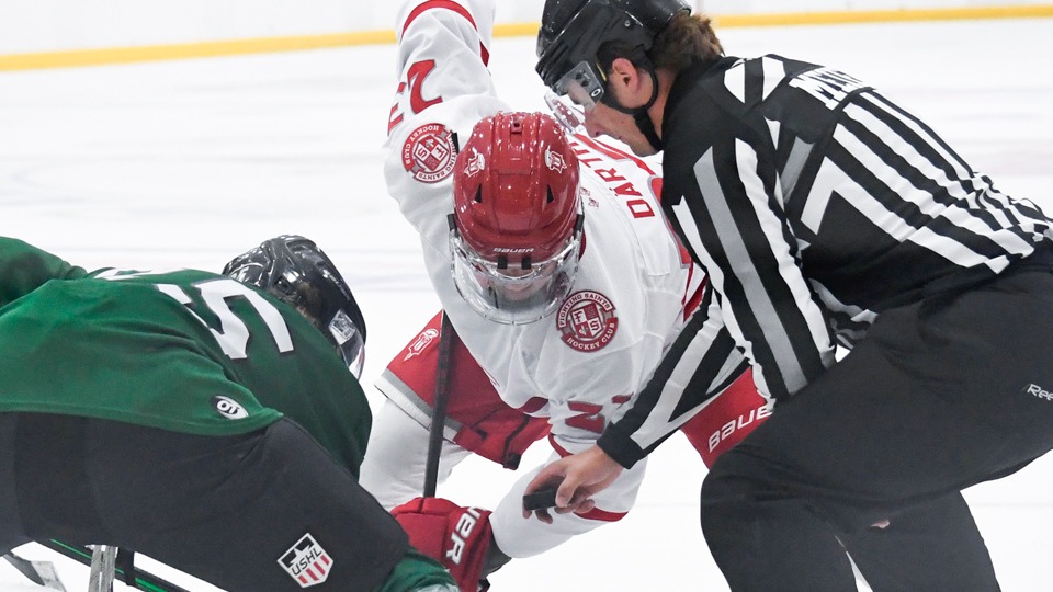 Darth takes faceoff in preseason vs Cedar Rapids