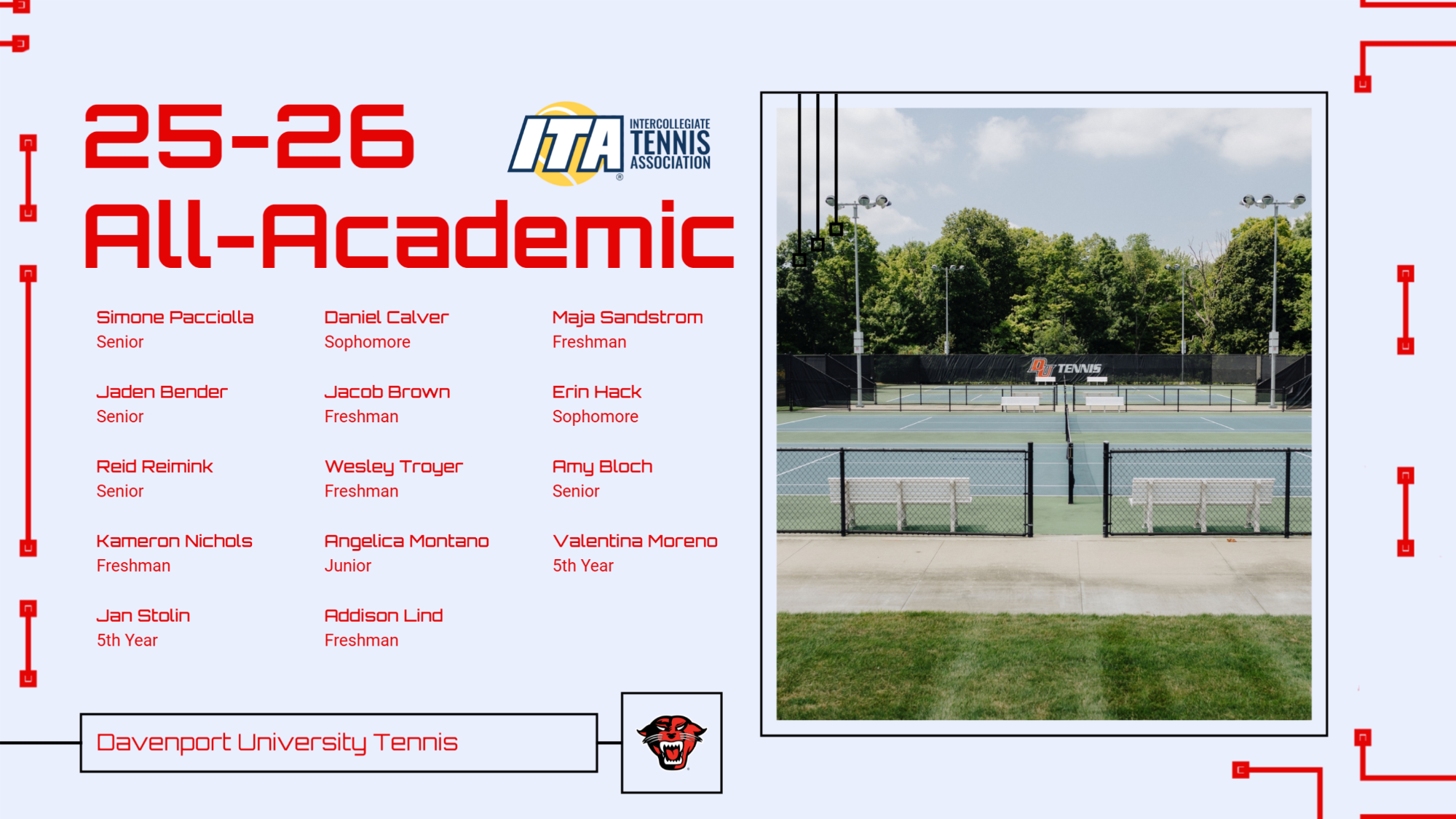 ITA Academic Honors 2025-26