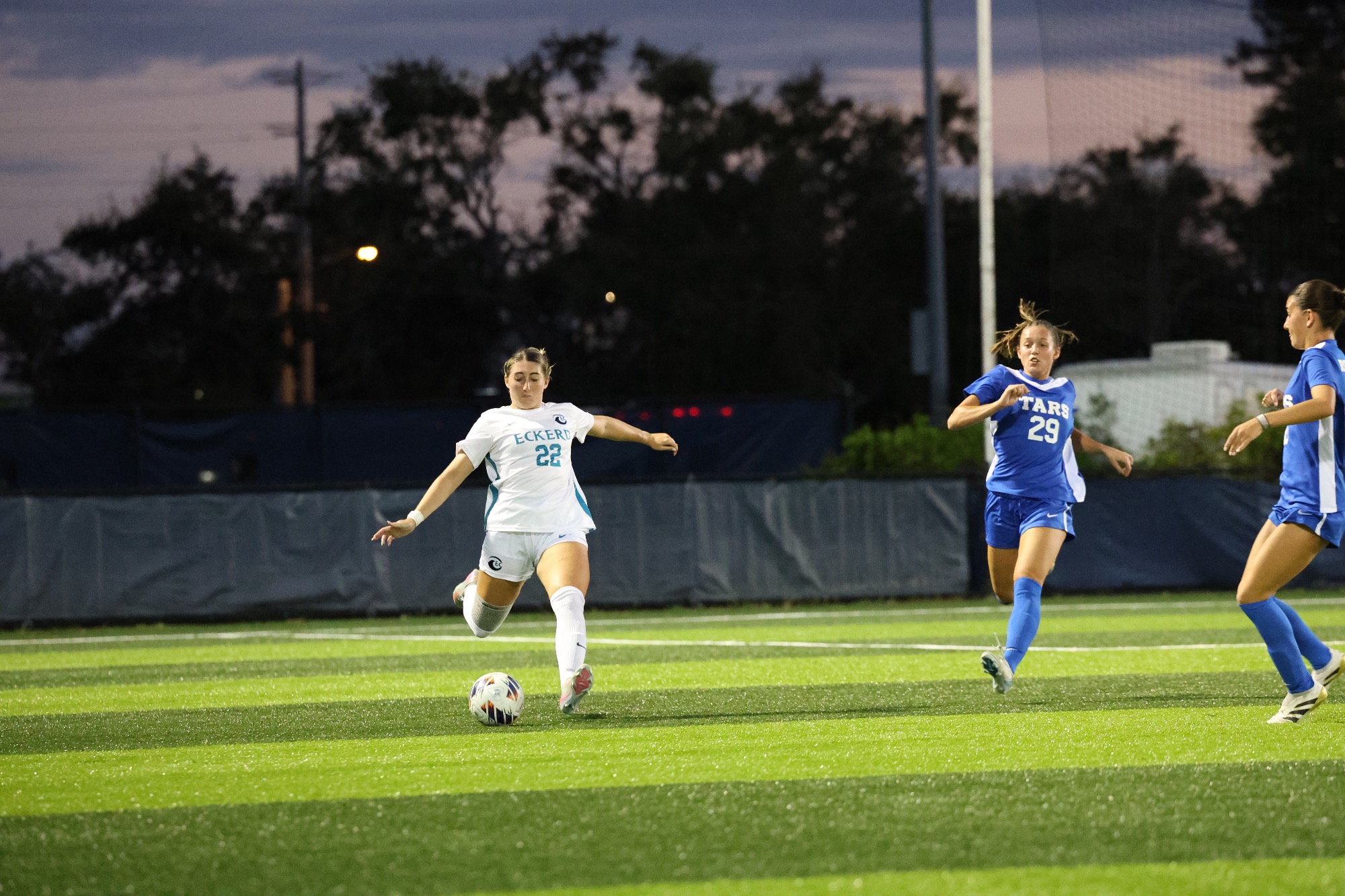 Player prepares to send ball upfield