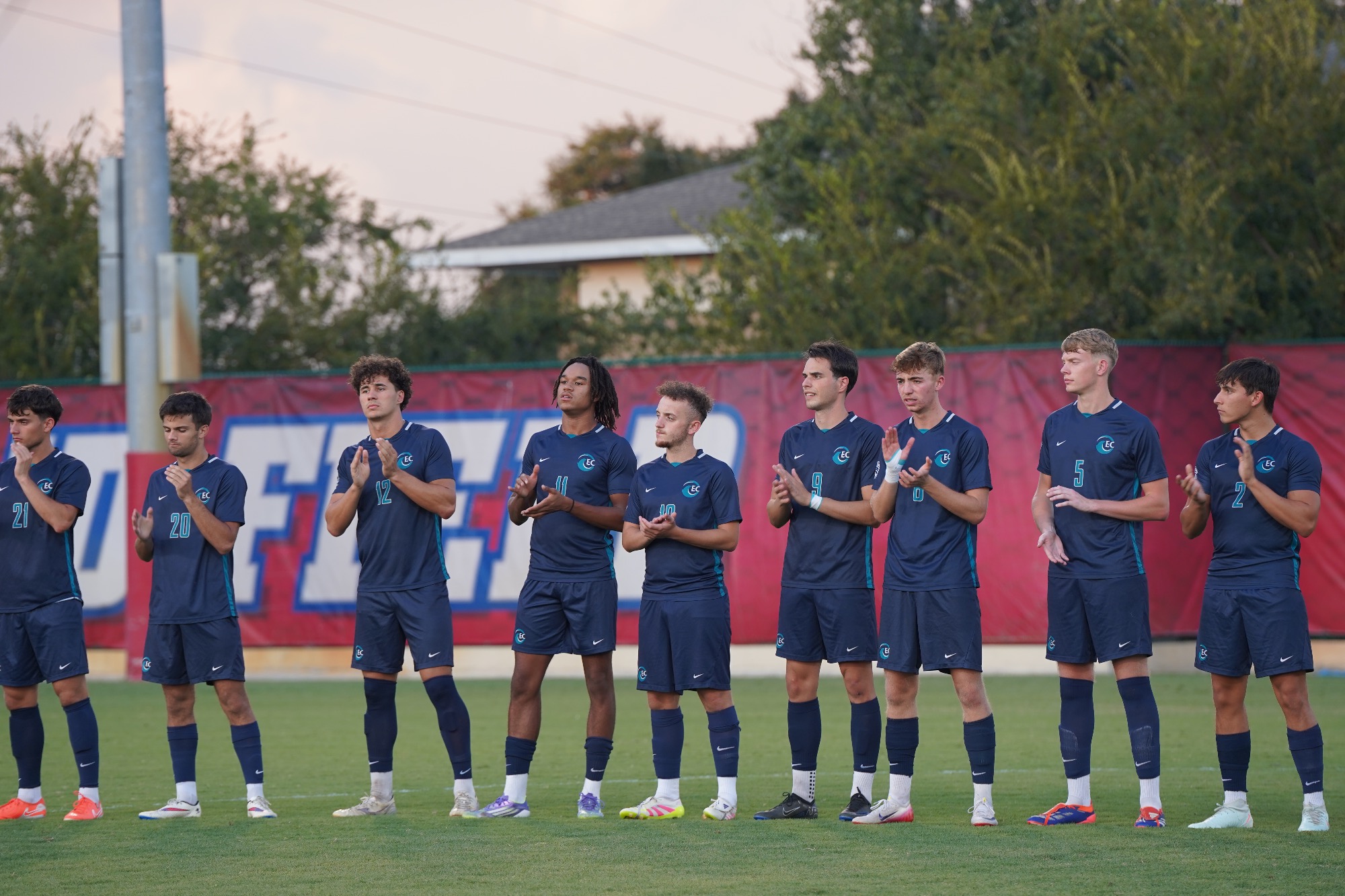 Eckerd players lineup for starting introductions