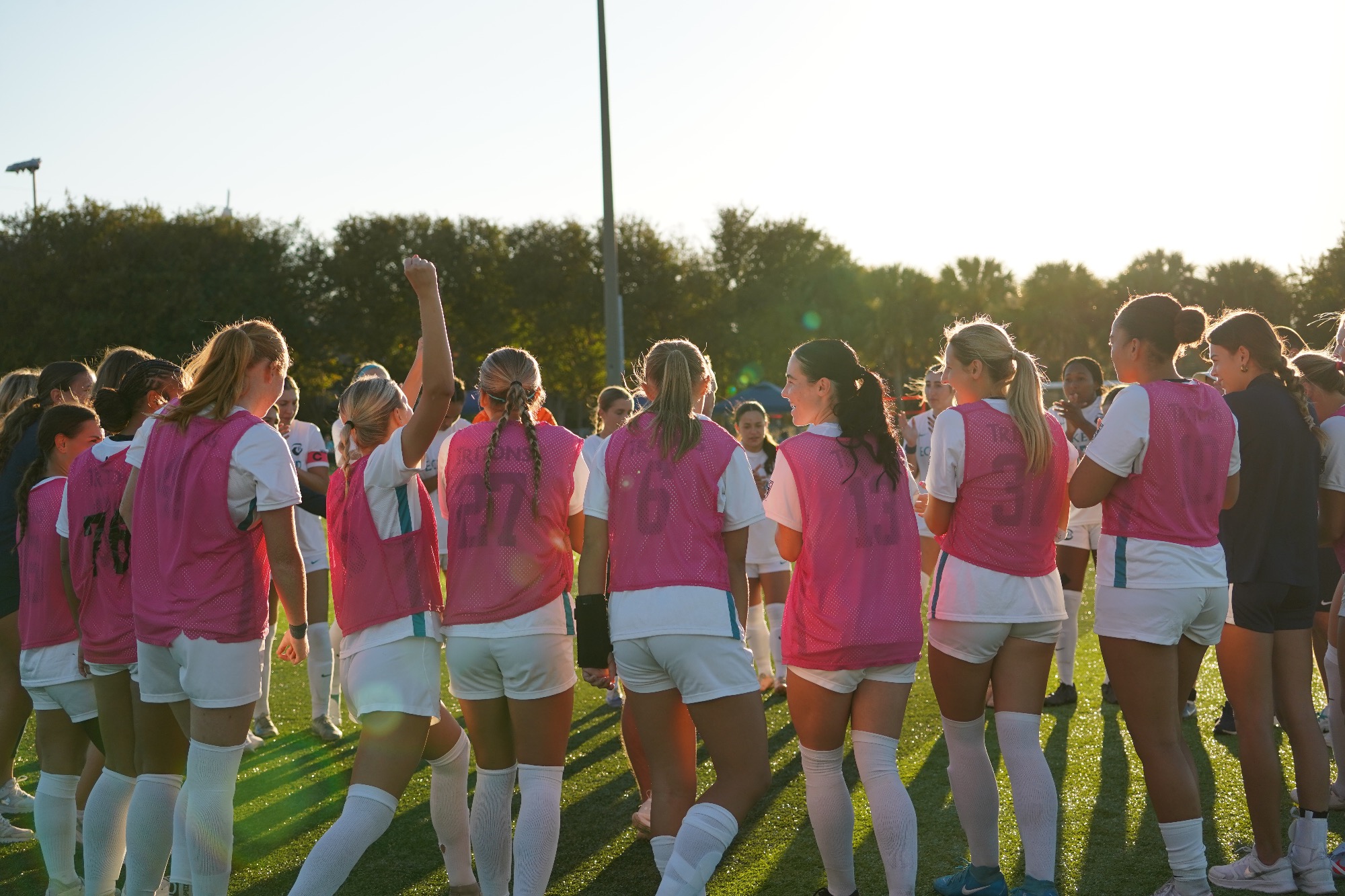 Players huddle pregame