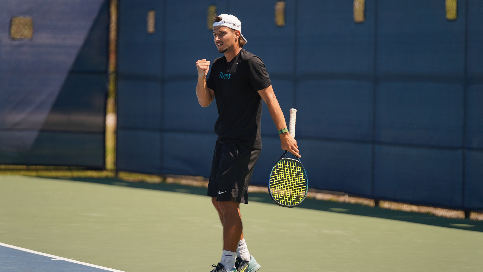 Adrian Gheorghe celebrating after a point