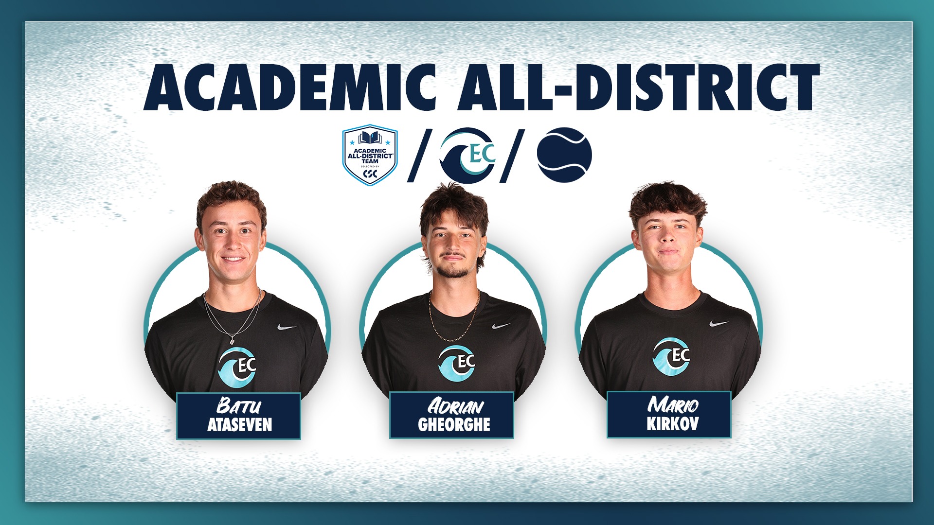 three male headshots text: academic all-district 