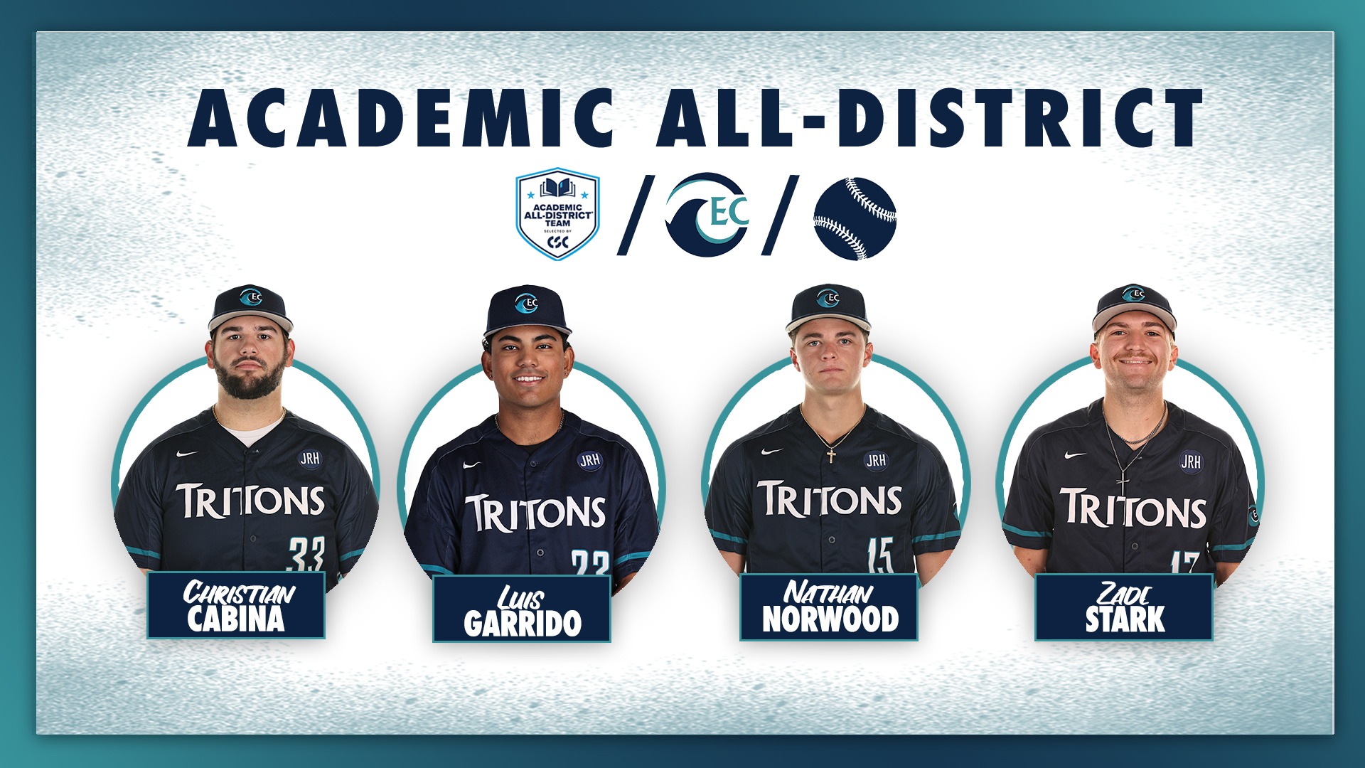 foyr baseball players headshots text: academic all-district