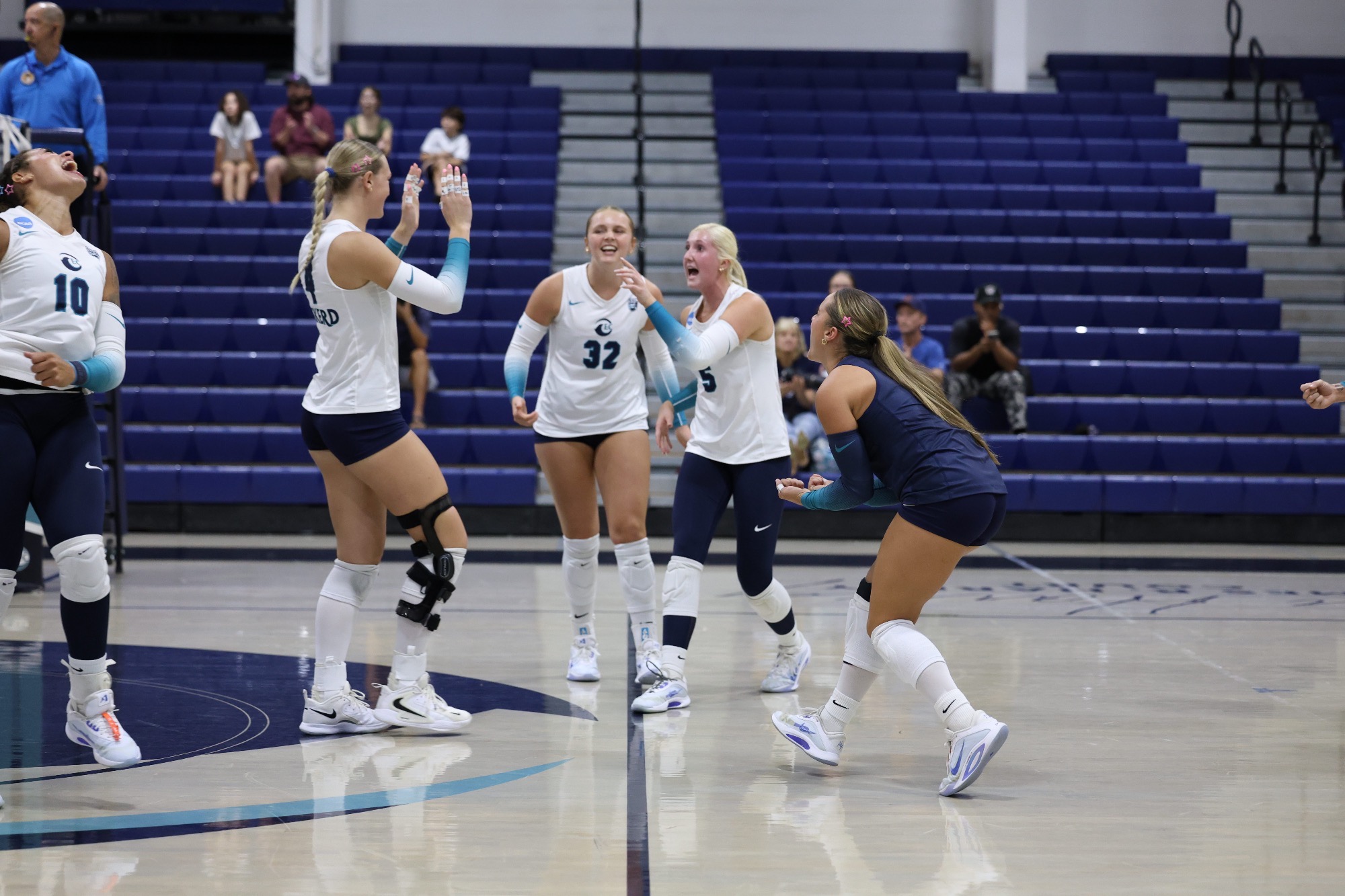 players celebrate after point