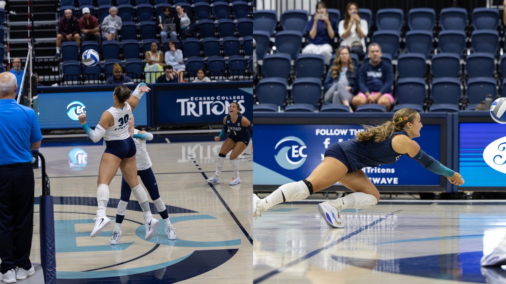 split image of volleyball players