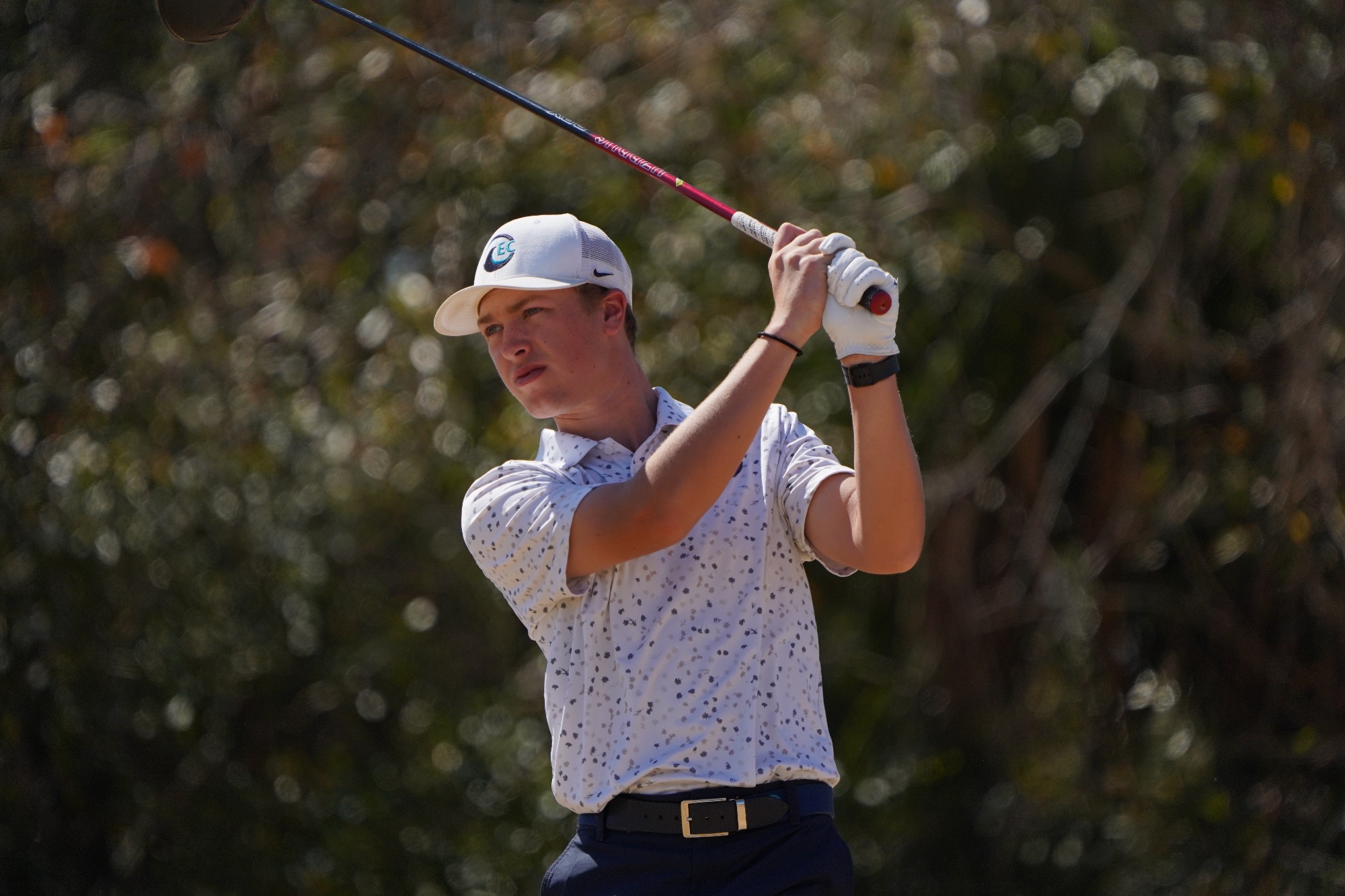 Player follows through on swing
