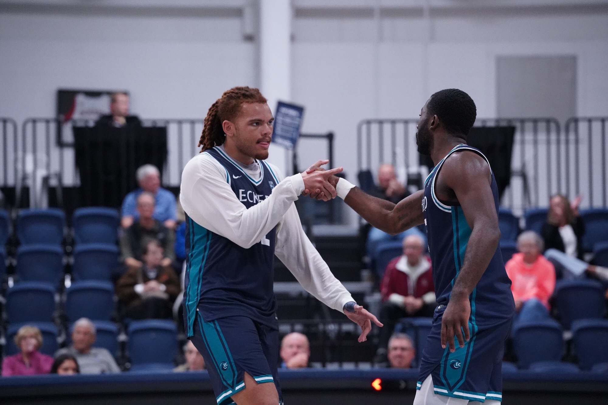 players celebrate after a play