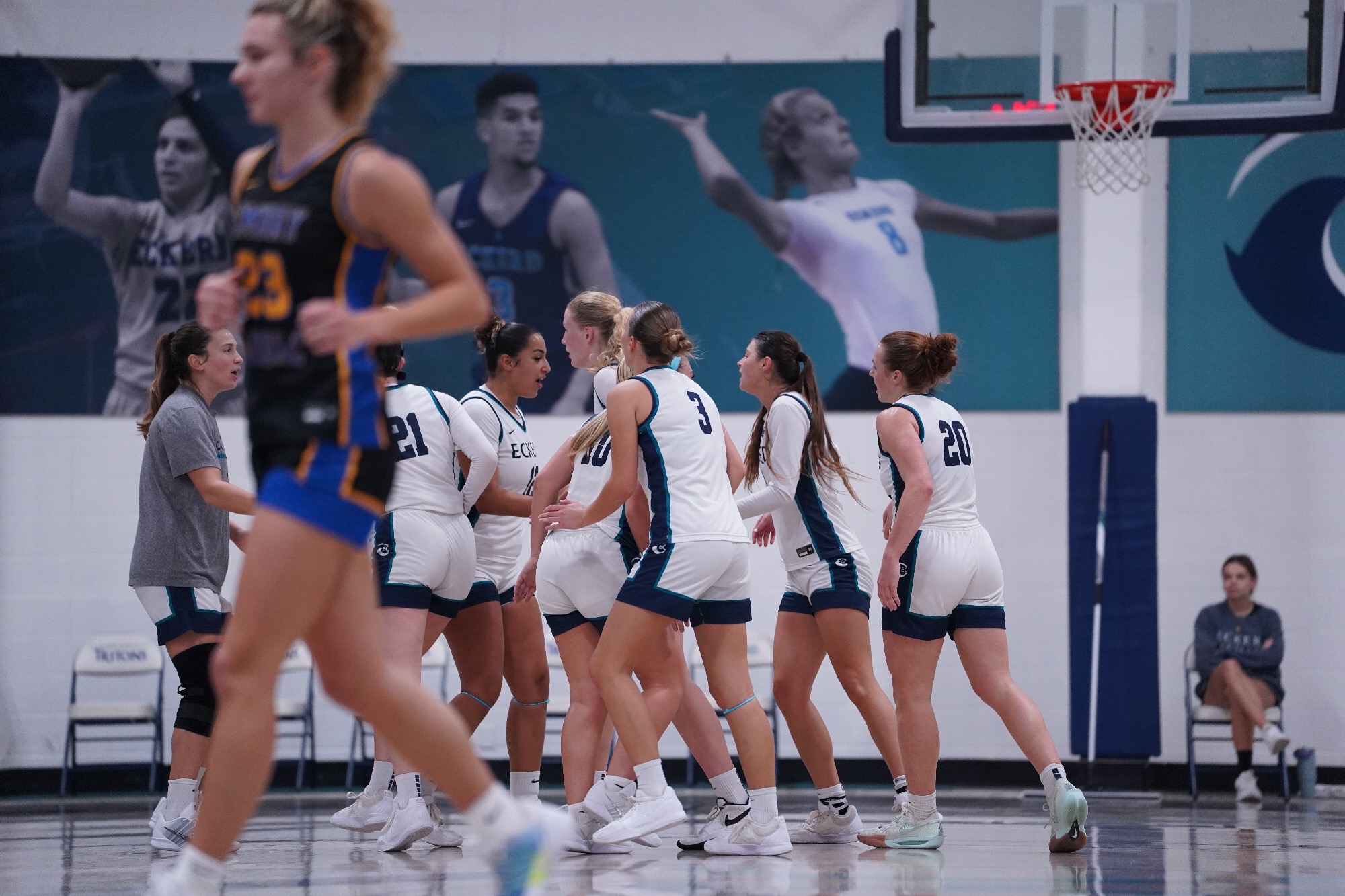 Team celebrates at timeout