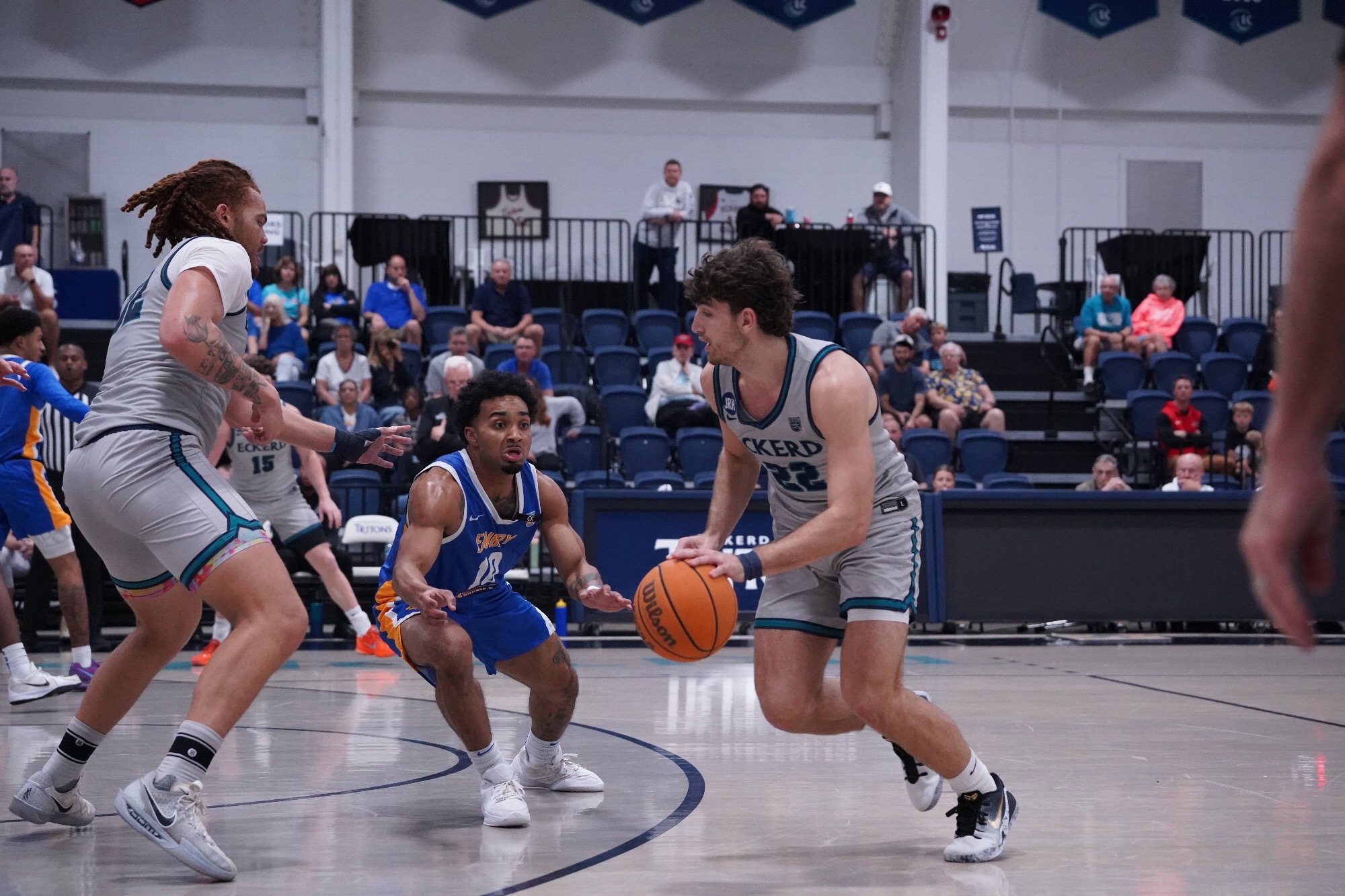 player dribbling ball to his left