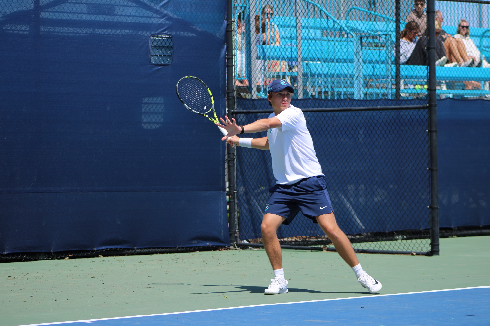 Player gears up to hit ball