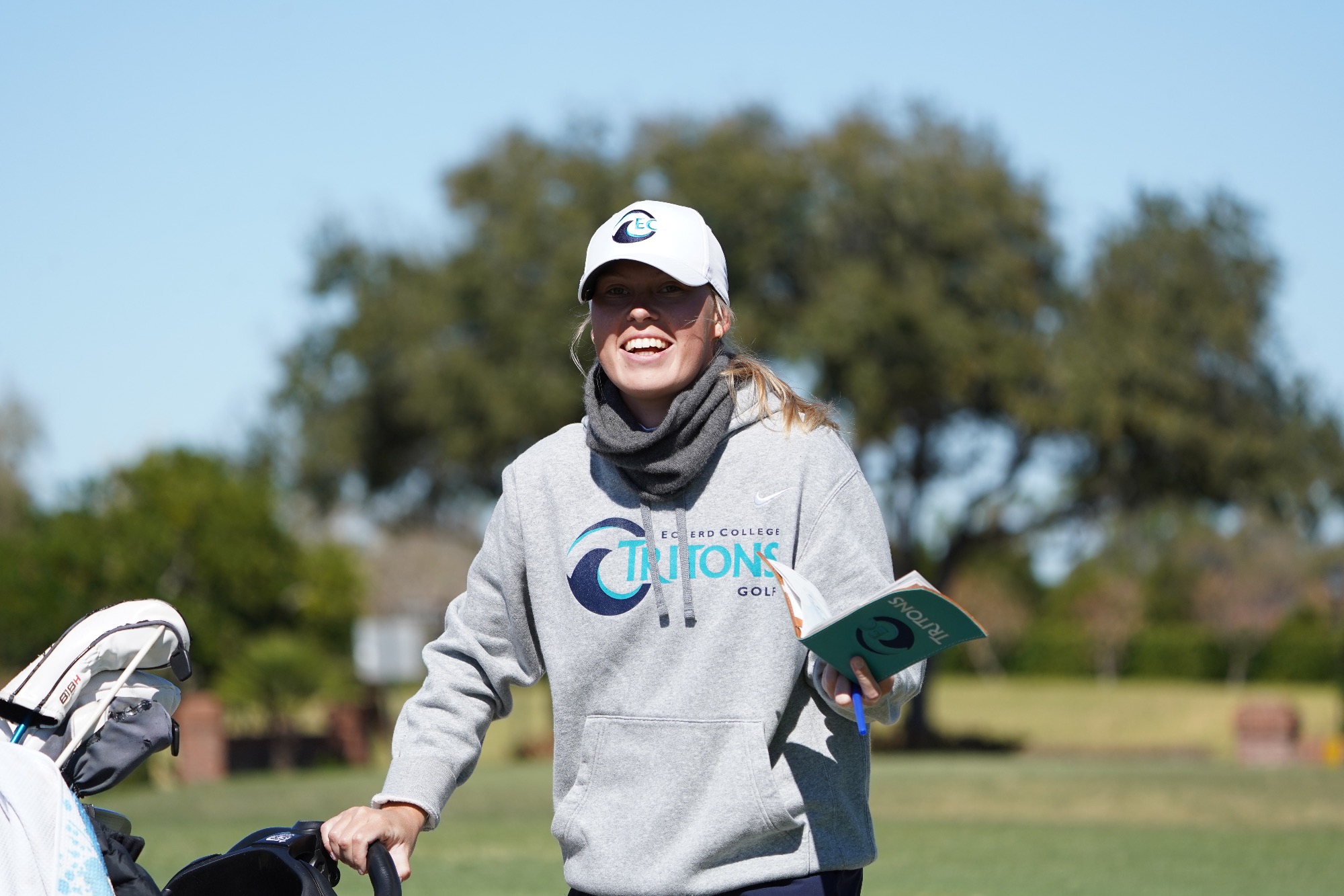 Player smiling at camera