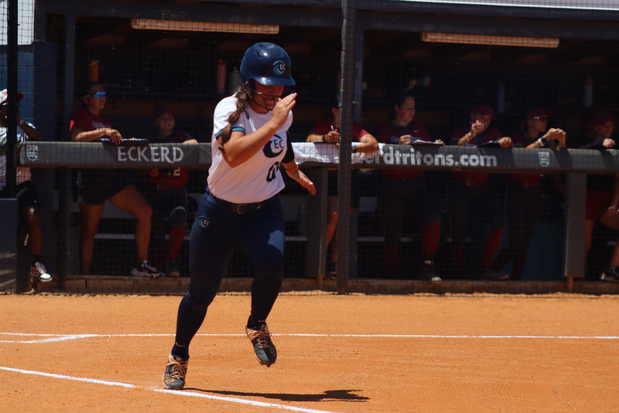 player runs to first base