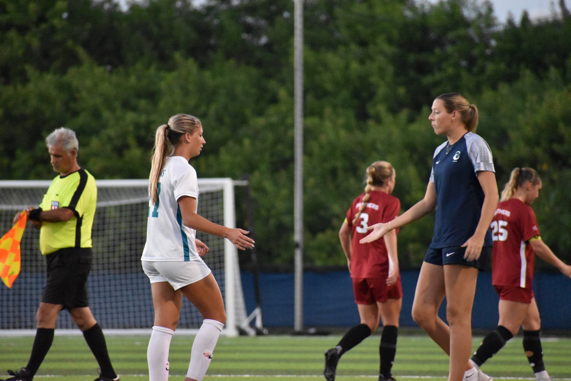 Coach high fives player