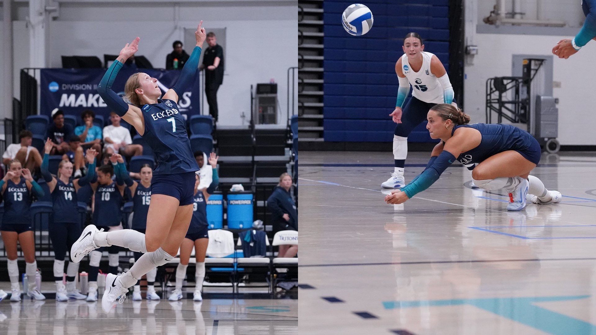 Hruska and Williams playing volleyball