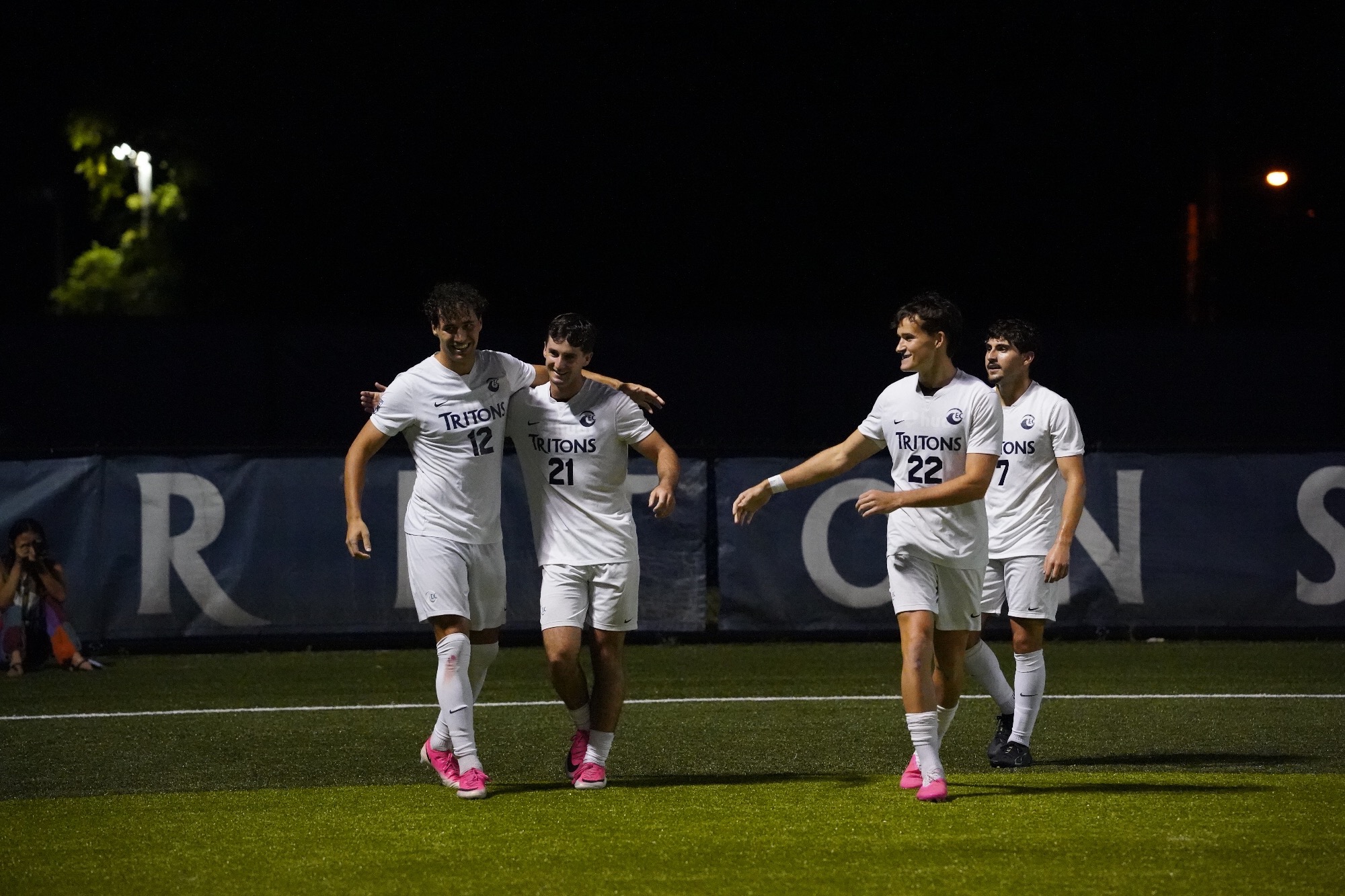 players celebrate a goal