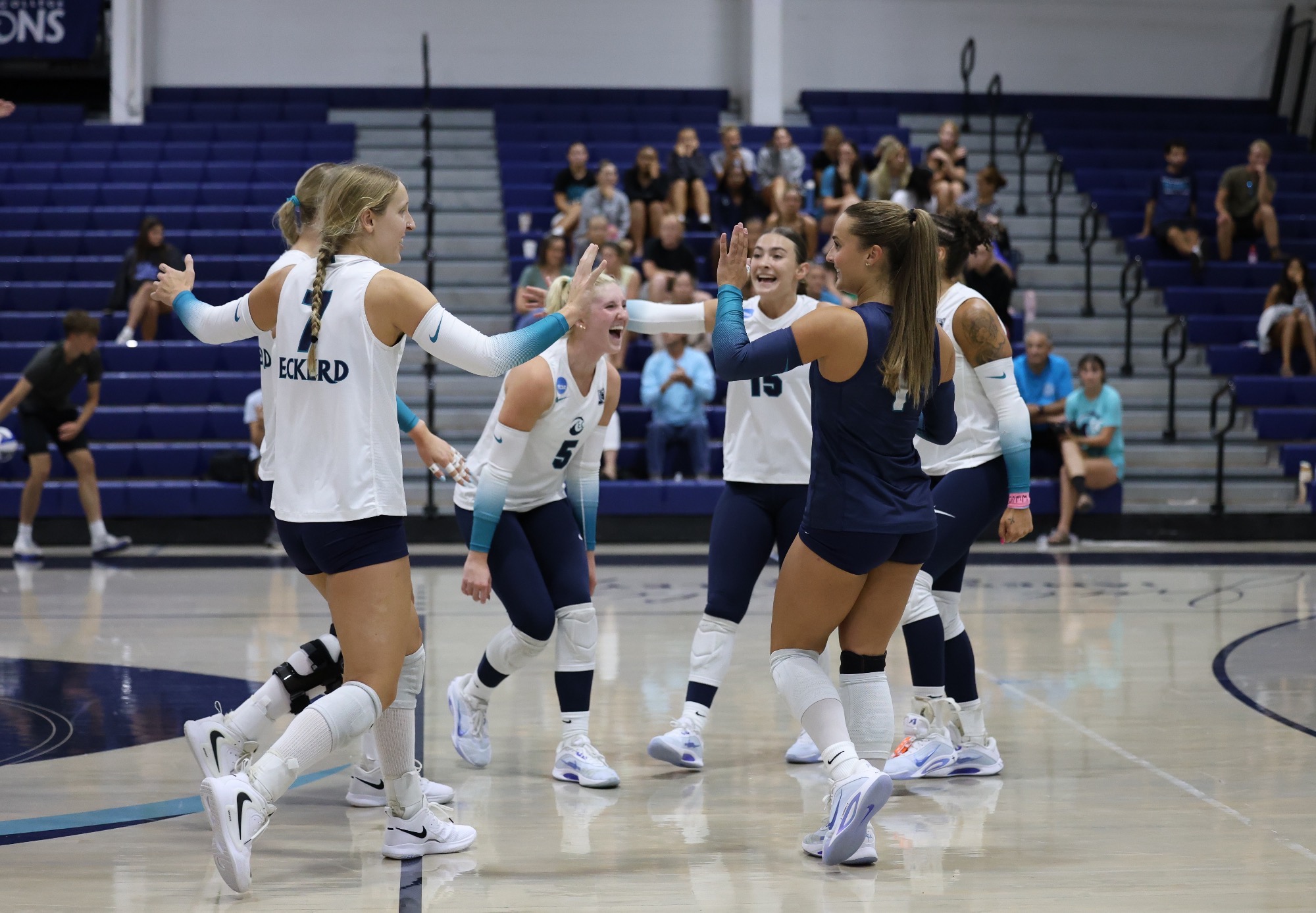 players celebrate after point