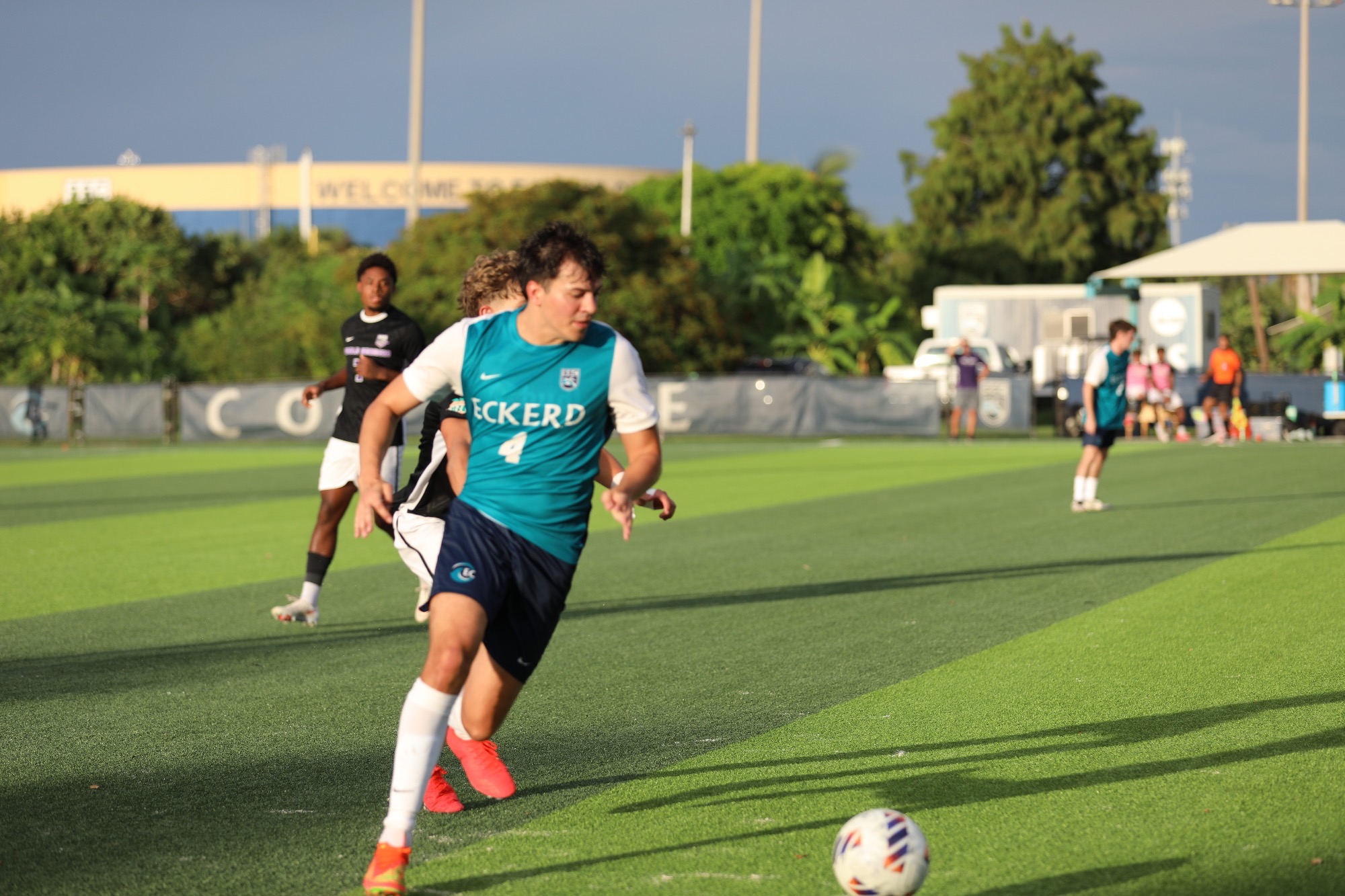 player running towards ball