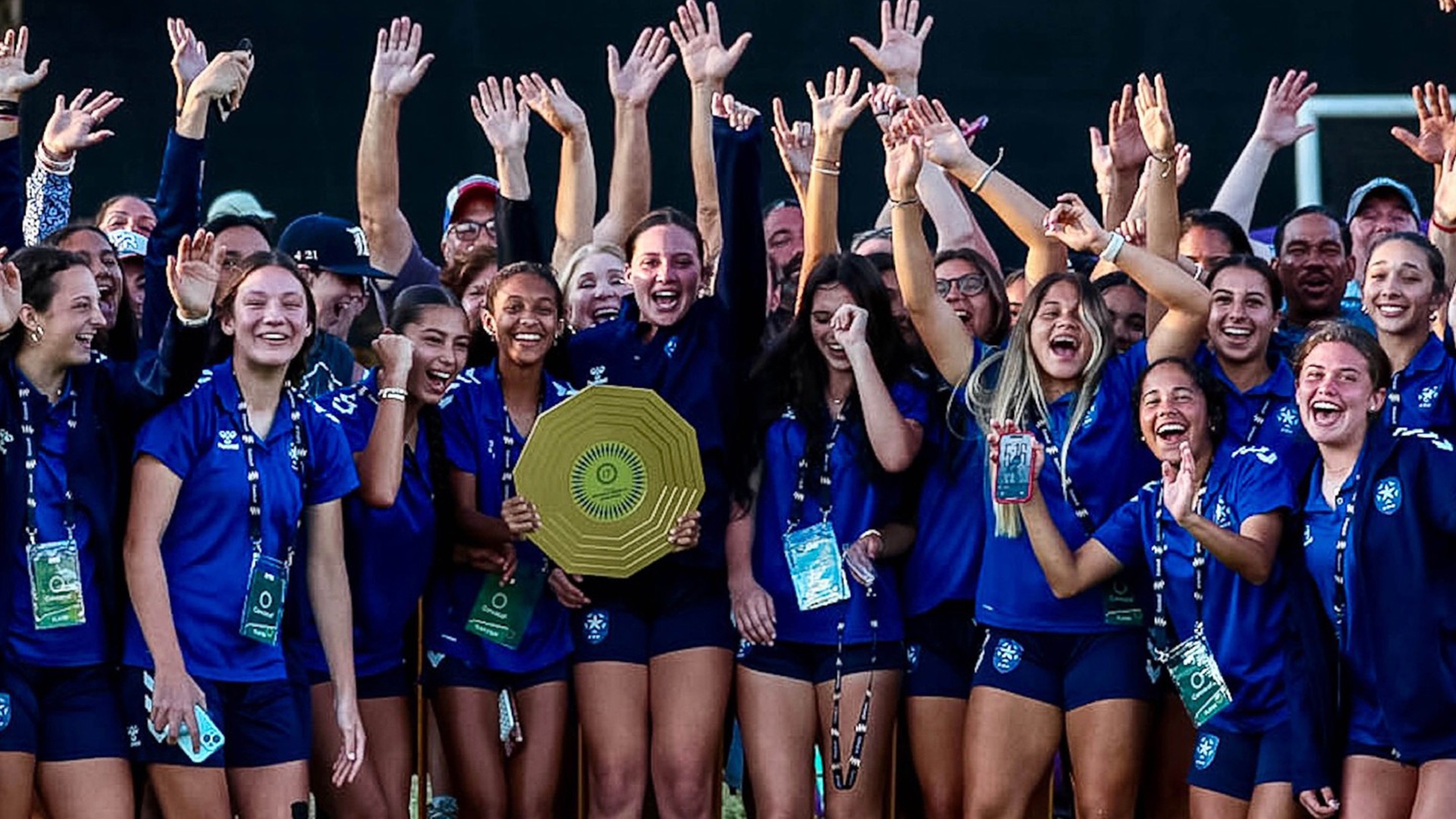 Puerto Rico’s U17 Women’s World Cup team celebrates after qualifying for the tournament