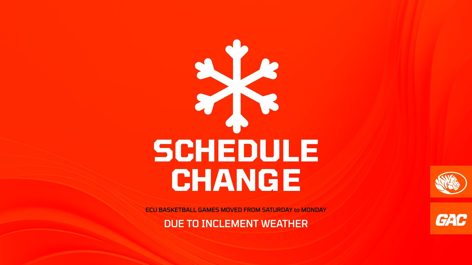 ECU Basketball Games at SNU Rescheduled to Monday Due to Weather