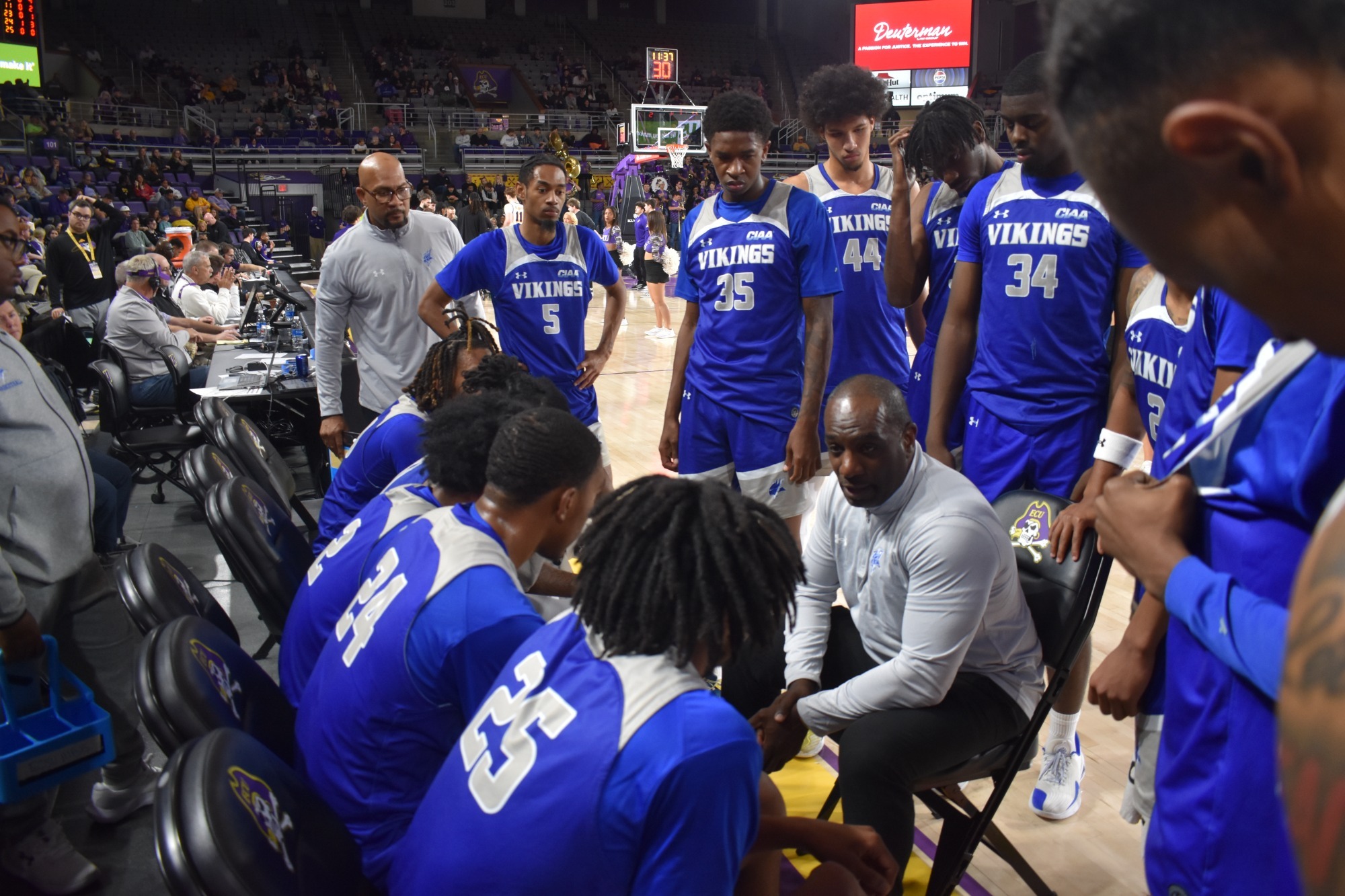 MBB huddle at ECU
