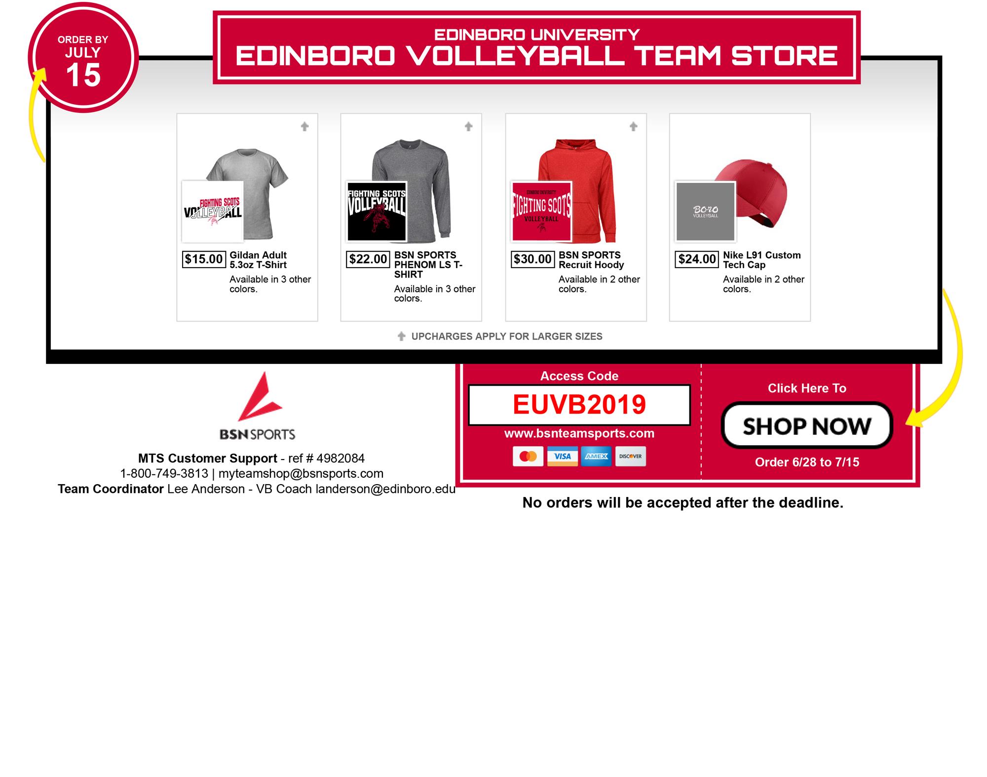 Place Your Orders Now on the Edinboro Volleyball Team Store Edinboro University Athletics