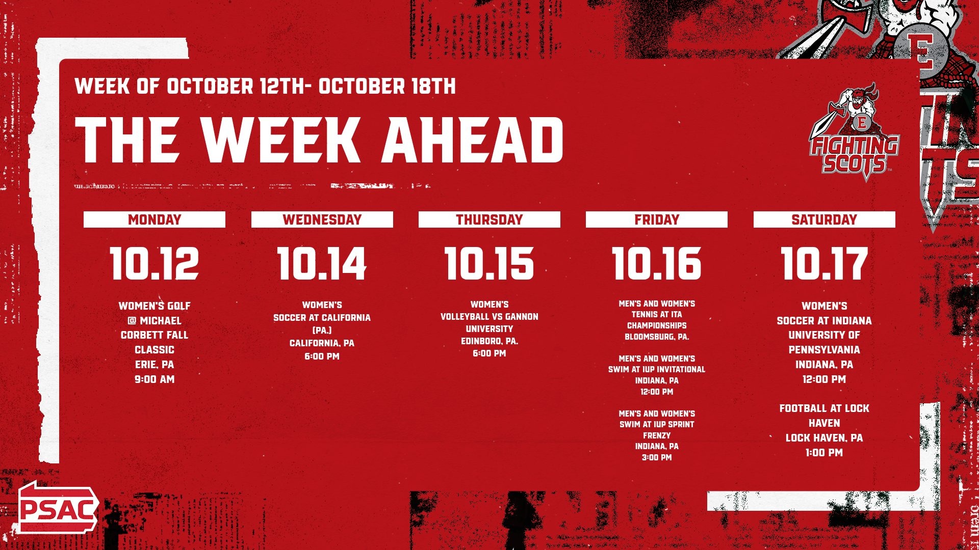 Week Ahead 10.12 - 10.18