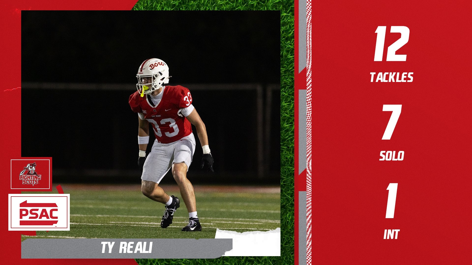 Ty Reali PSAC West Defensive Player of the Week 9-8 Graphic