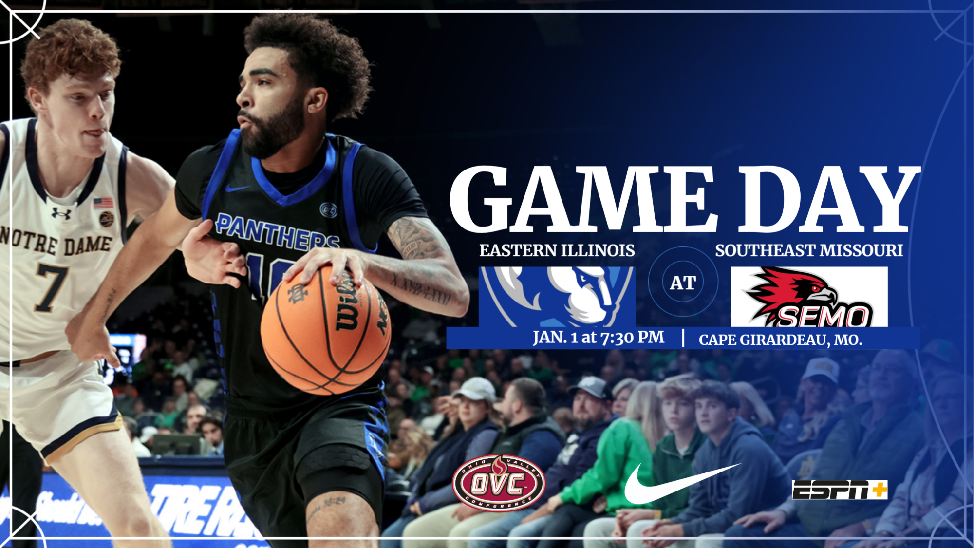 Men's basketball in action on Jan. 1 at SEMO