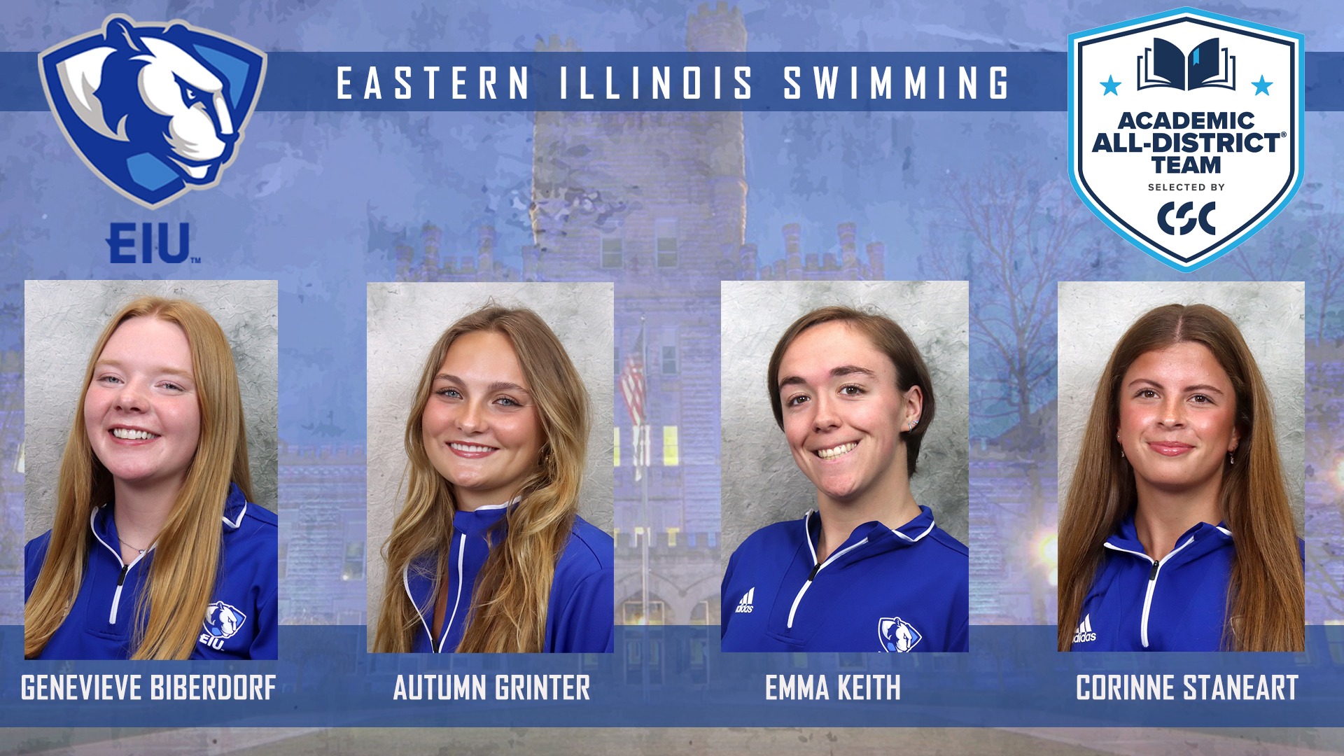 EIU Women's Swimming with four academic all-district selections 2025