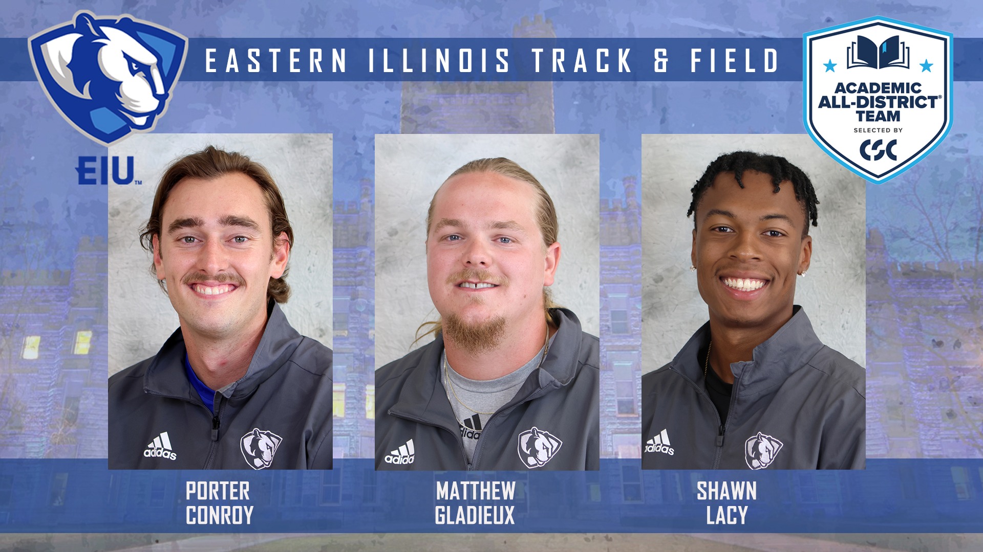 EIU men's track and field with three on academic all-district team