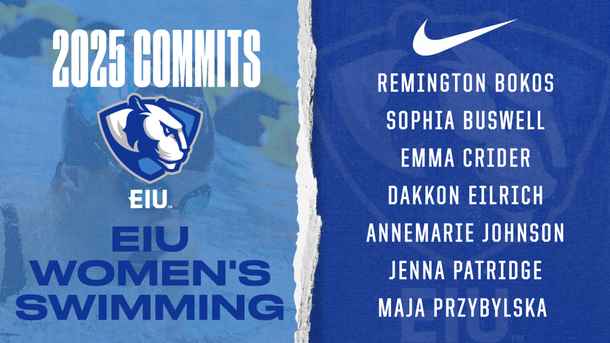 EIU 2025-26 Women's Swimming Commit Graphic