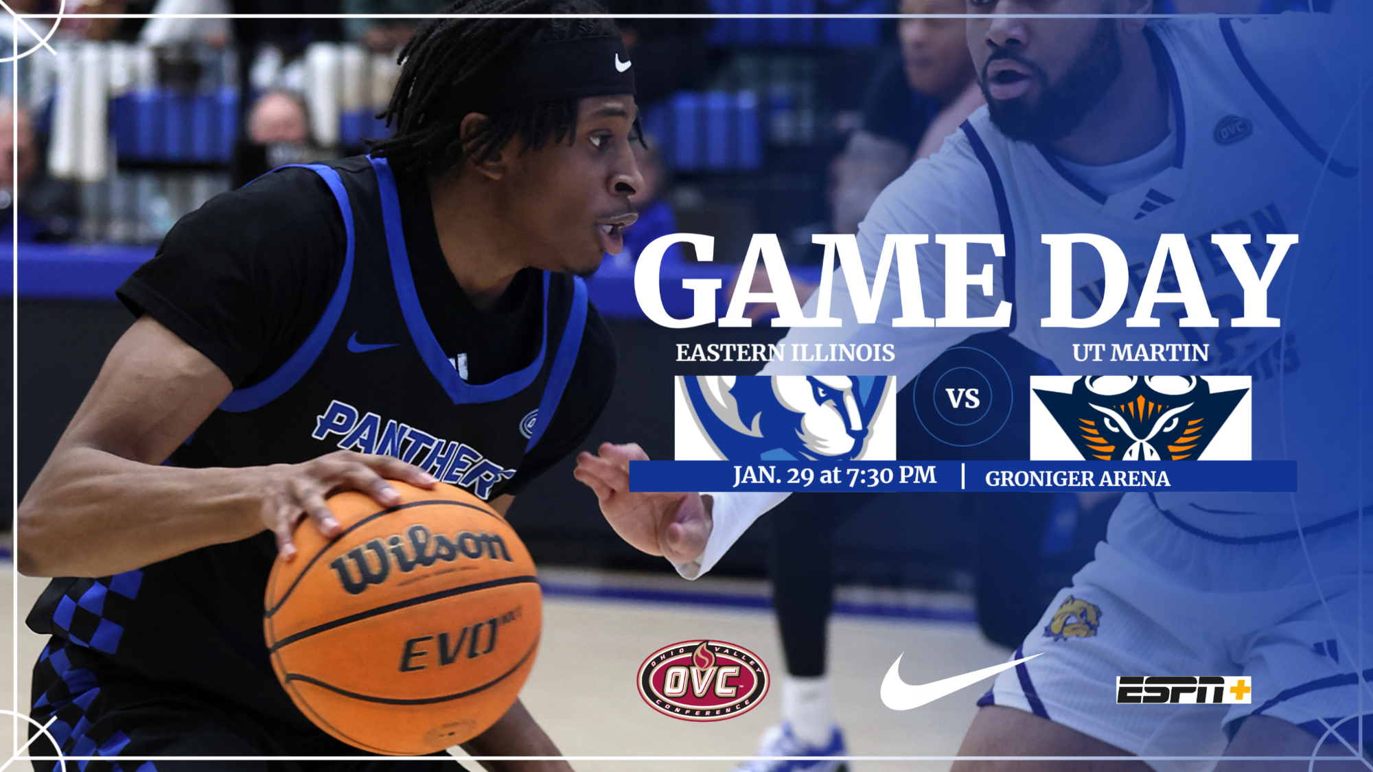 EIU men's basketball hosts UT Martin on Thursday - preview graphic featuring Terry McMorris